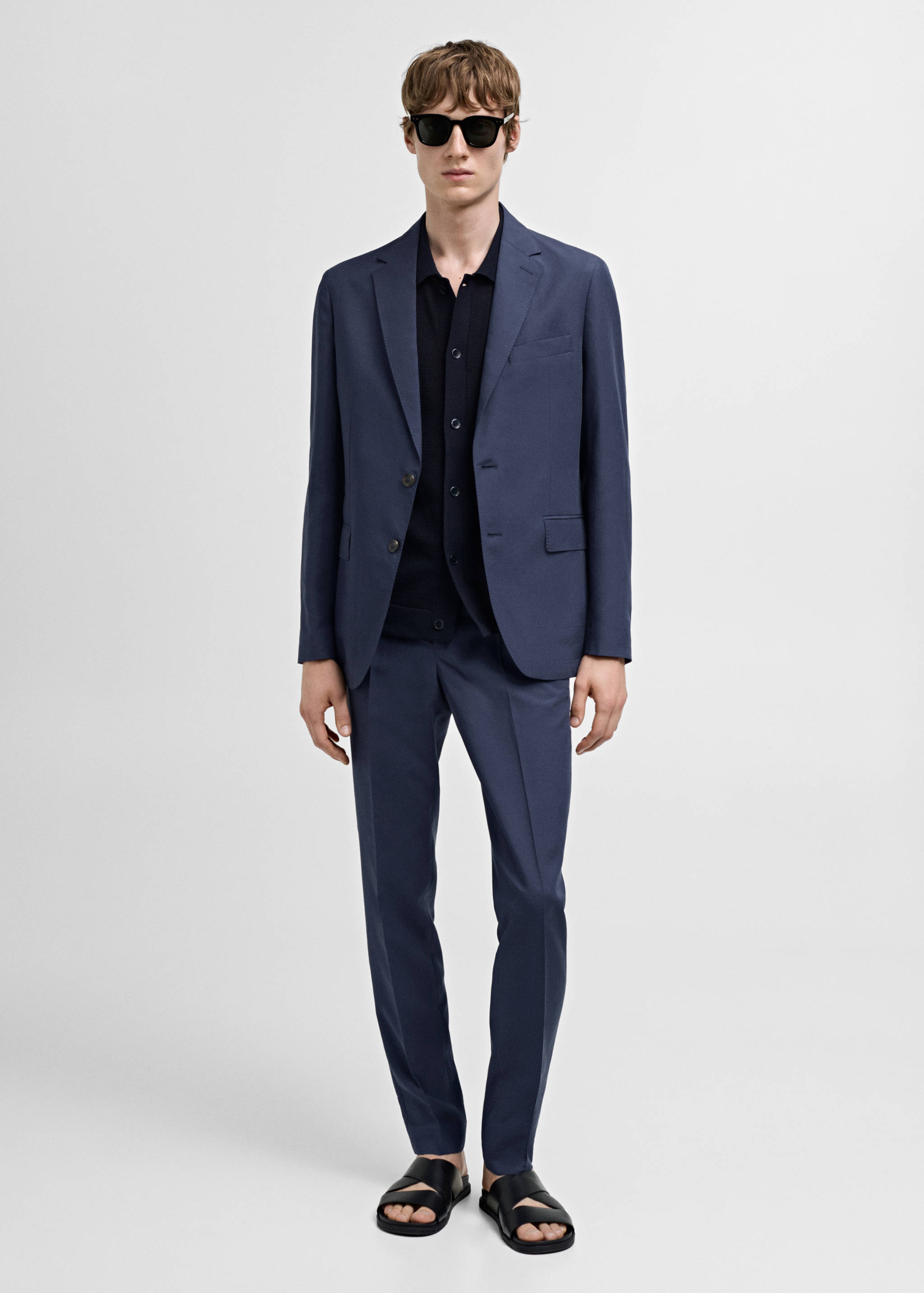 弹力面料修身西装夹克 - null