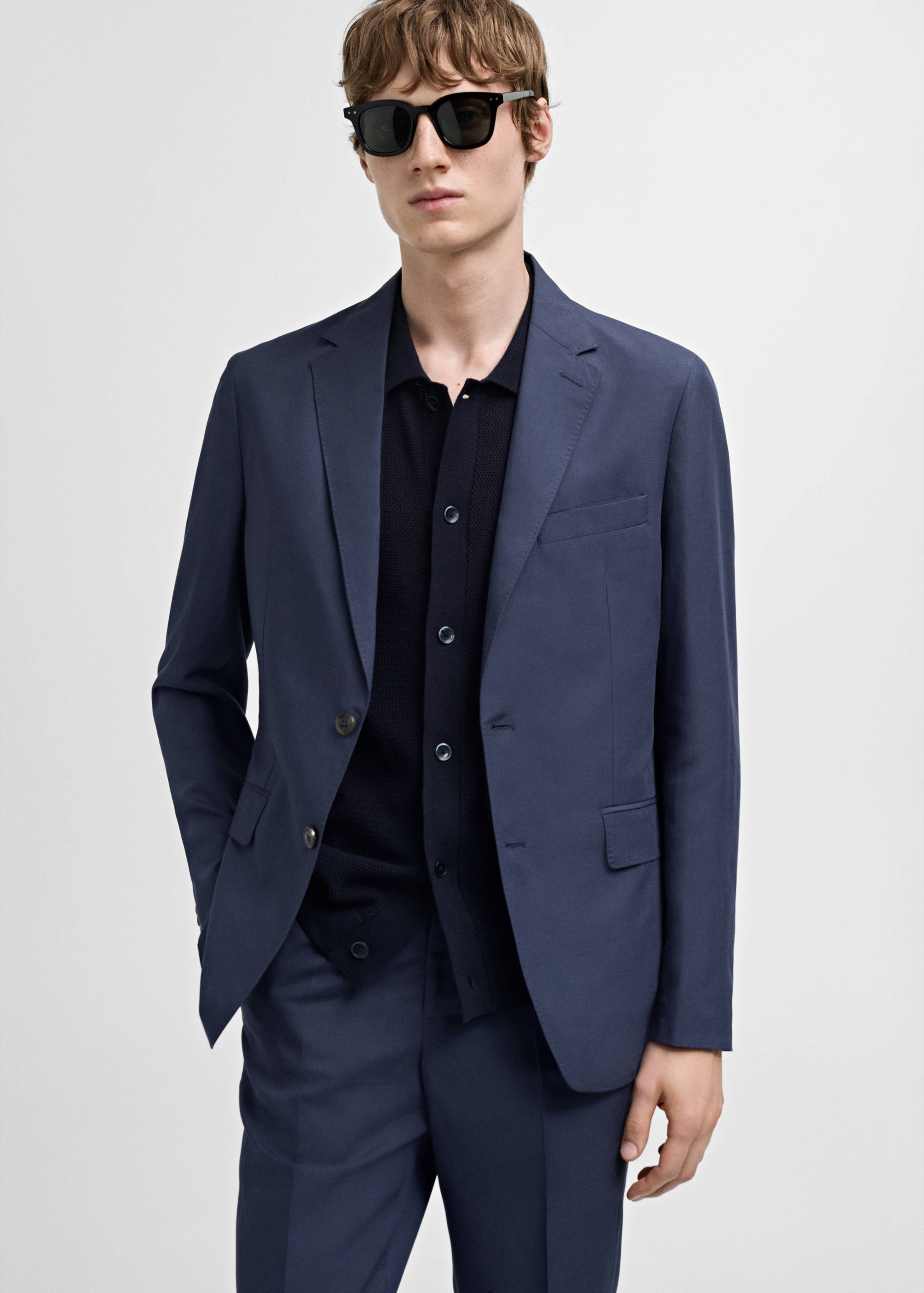 弹力面料修身西装夹克 - null