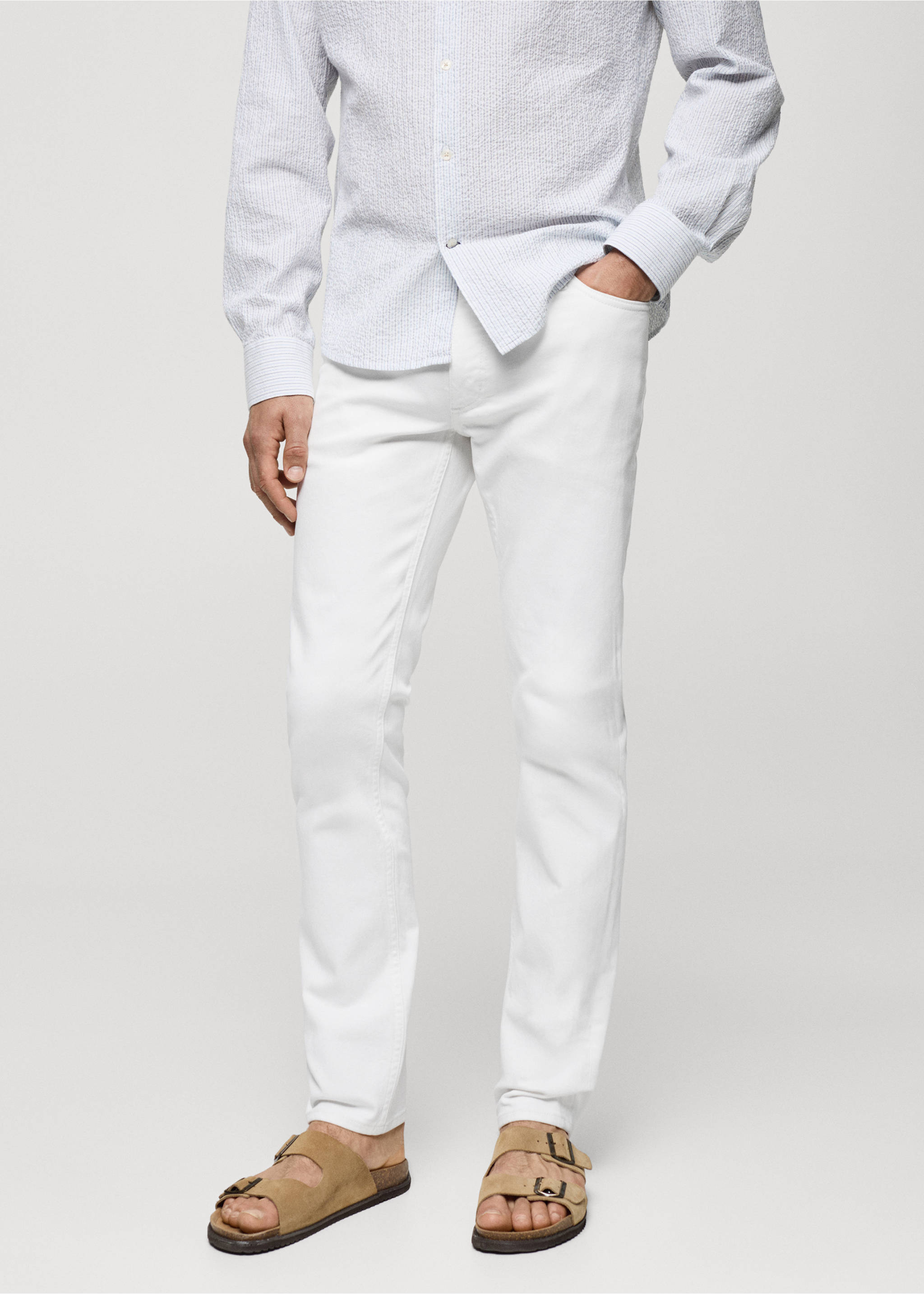 Jeans Jan slim fit - Plano medio, Blanco. Ref: 77010597-00.