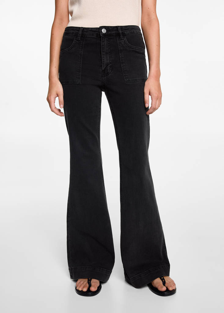 Flared jeans with pocket — Black denim