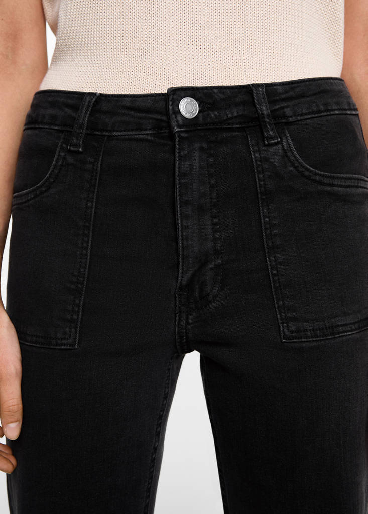 Flared jeans with pocket — Black denim