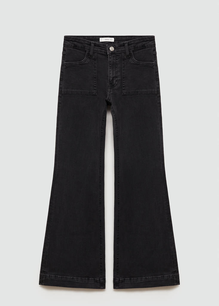 Flared jeans with pocket — Black denim