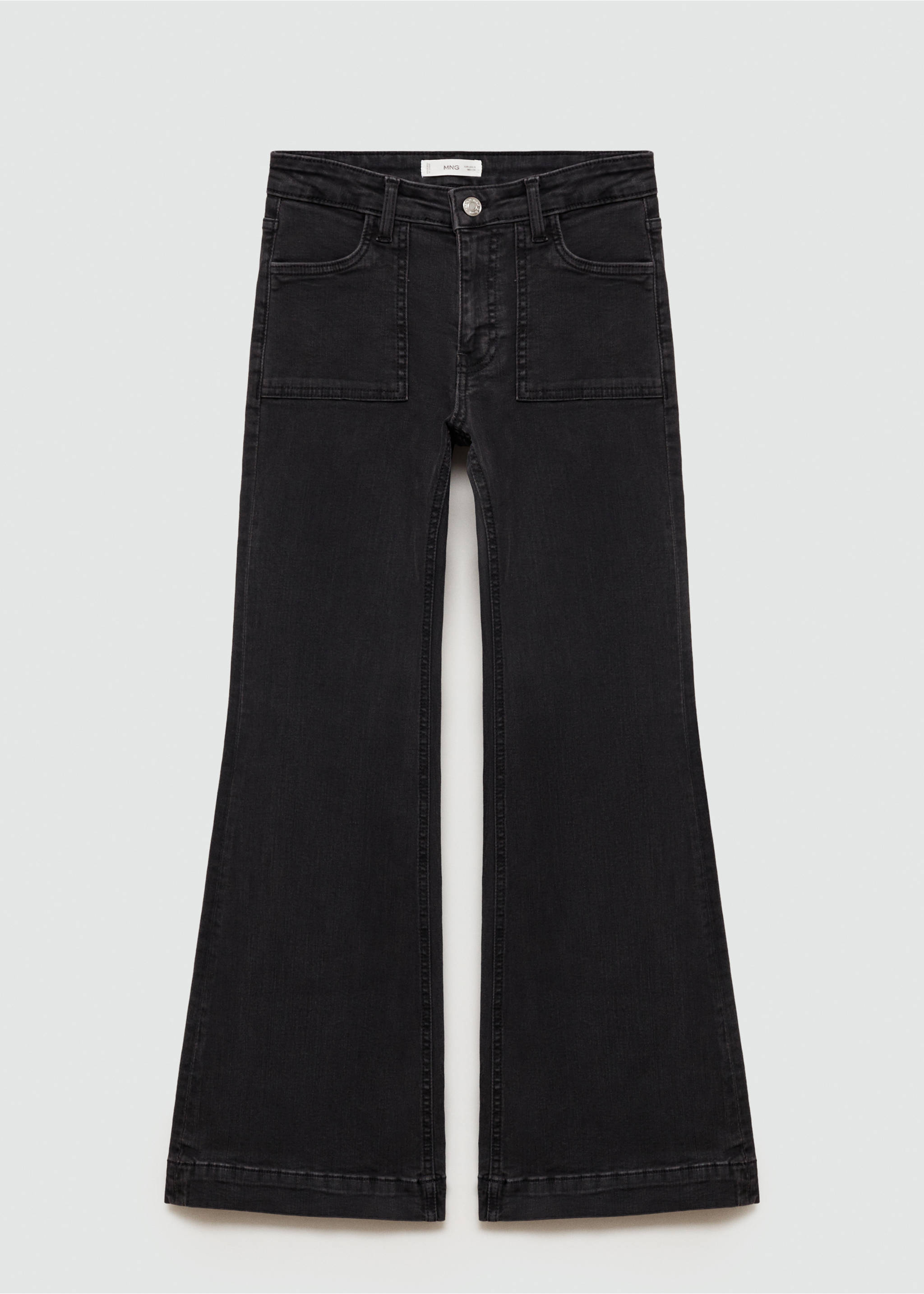 Flared jeans with pocket - Article without model, Black denim. Ref: 77010610-00.