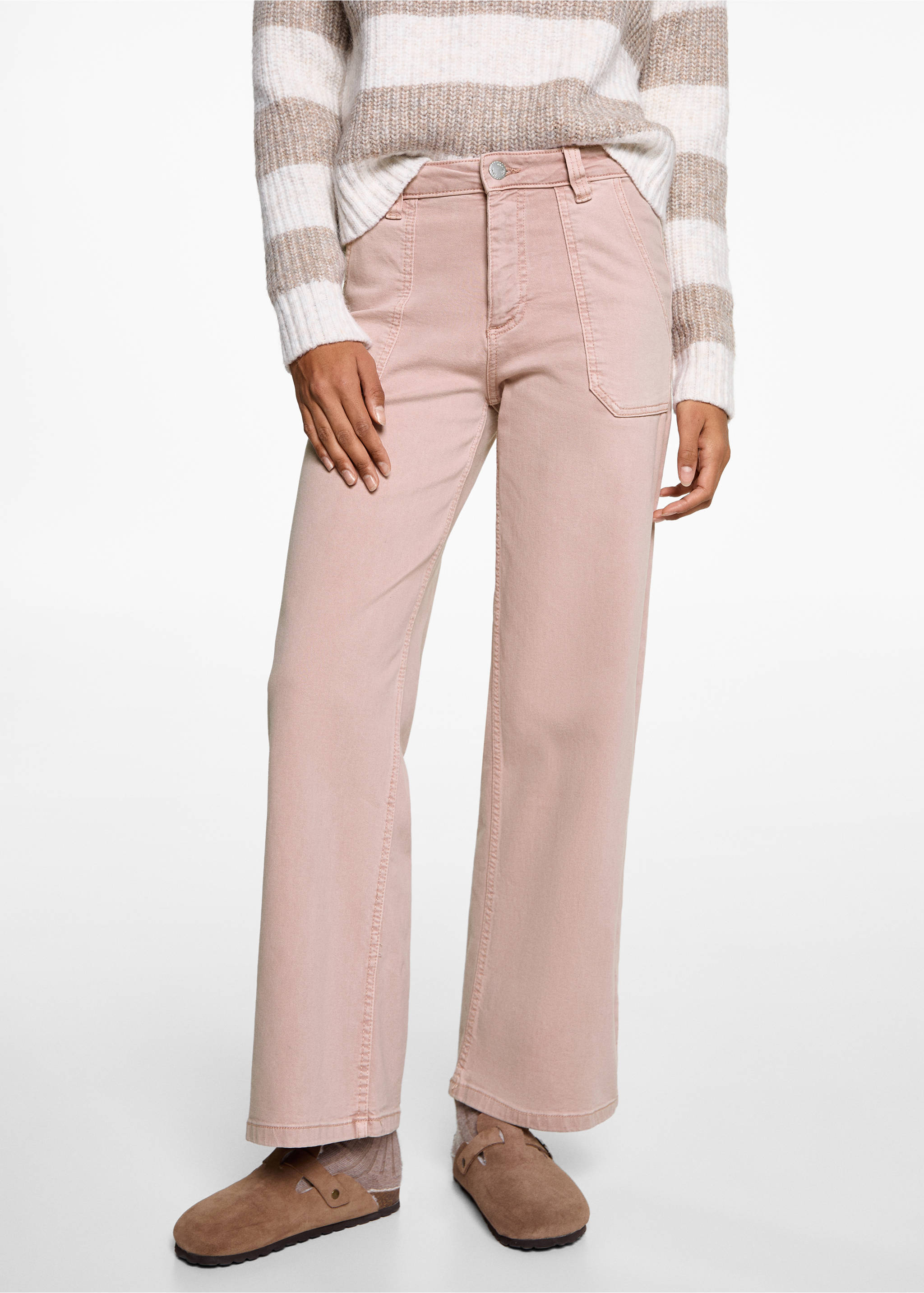Culotte jeans with pockets - Details of the article 3, Pastel Pink. Ref: 77010611-00.