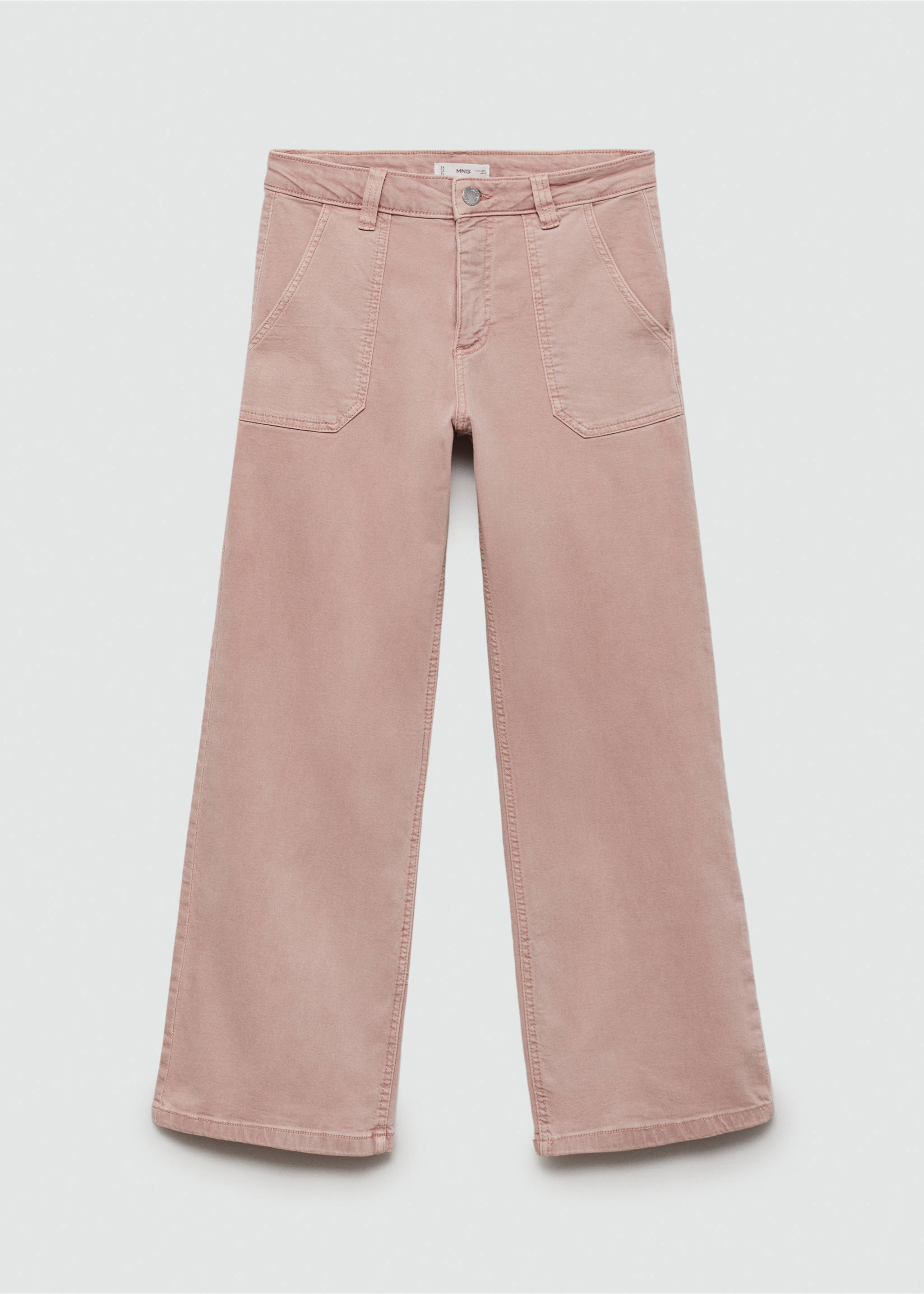 Culotte jeans with pockets - Article without model, Pastel Pink. Ref: 77010611-00.