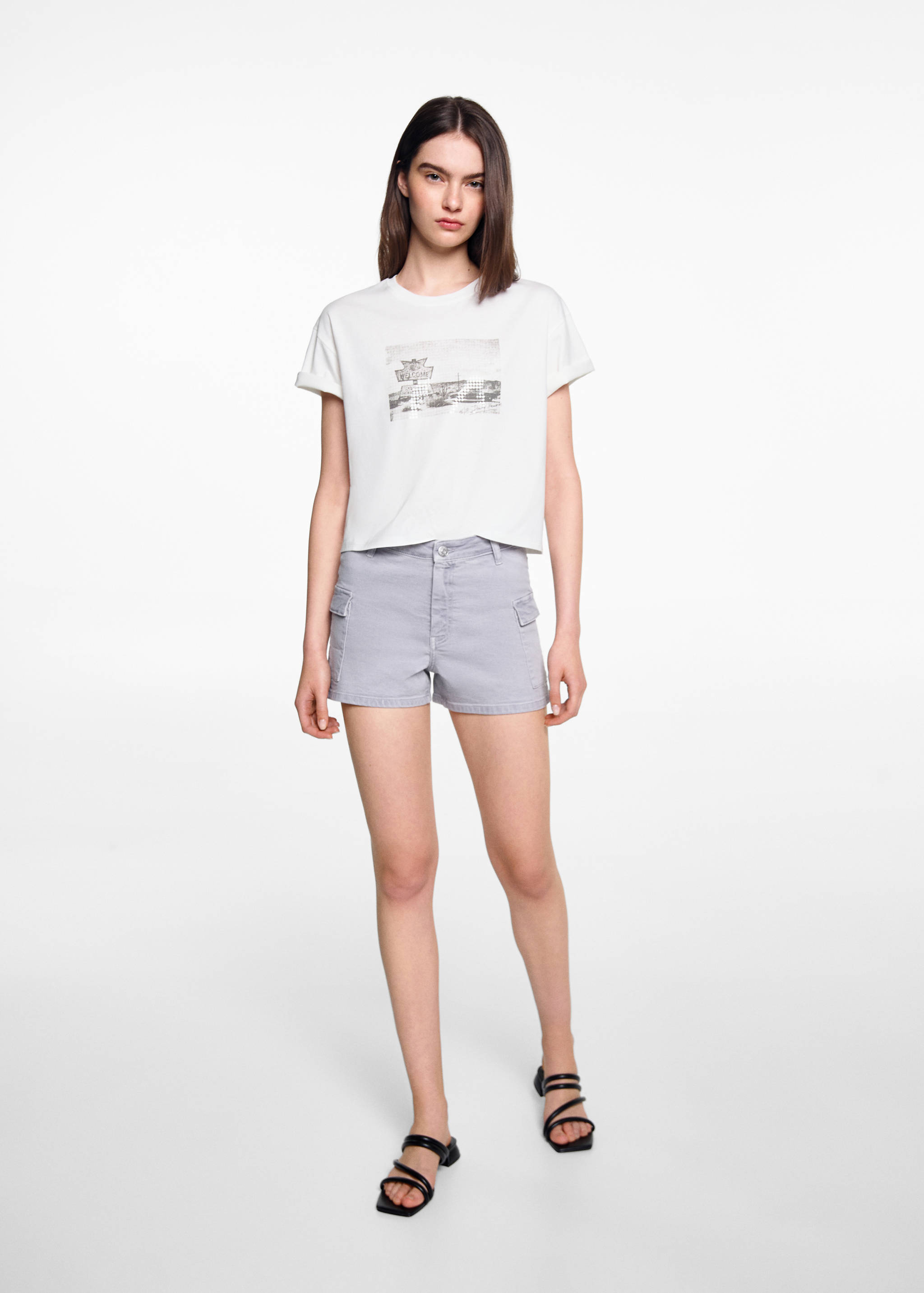 Printed cropped t-shirt - General plane