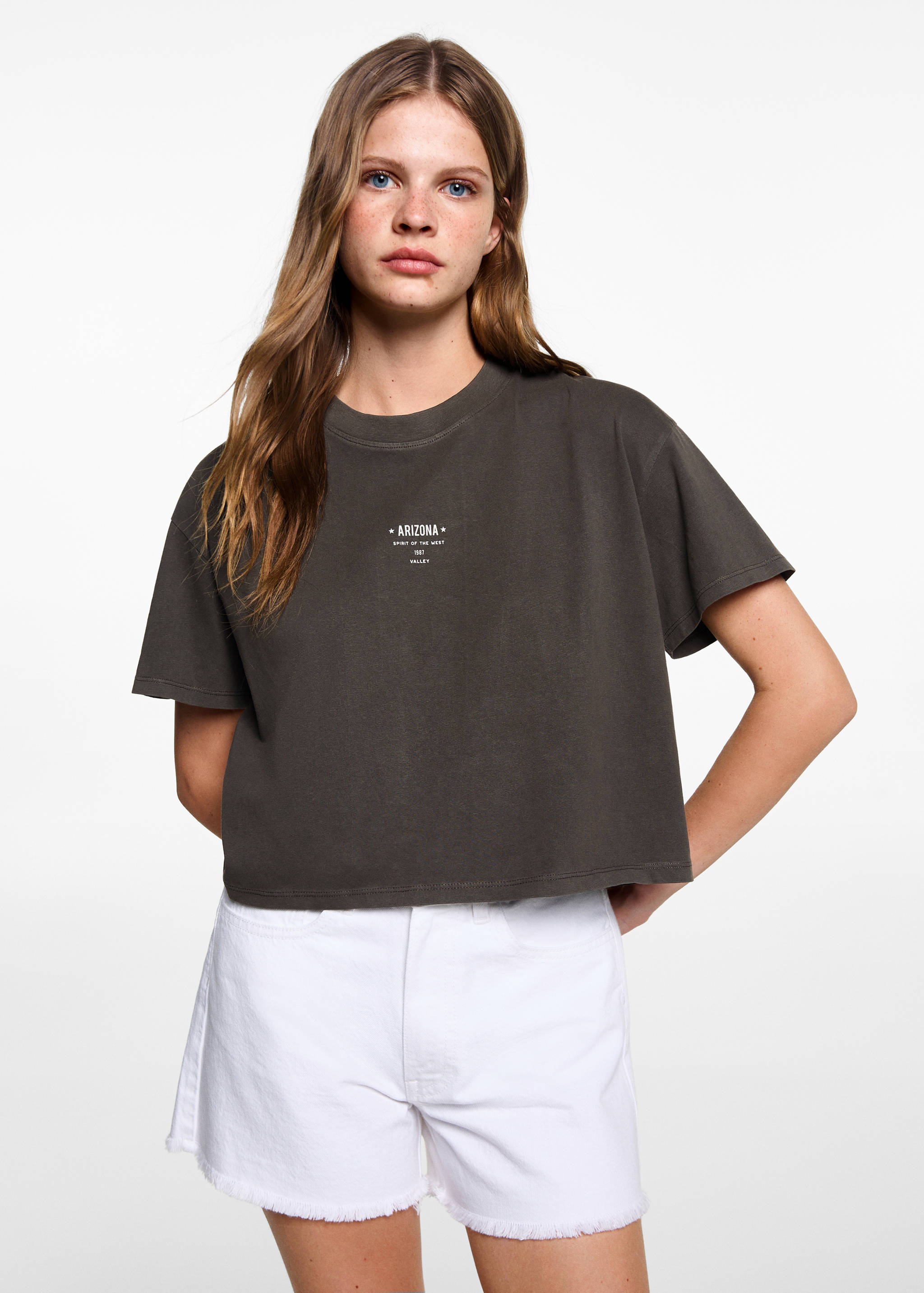 T-shirt crop imprimé - Plan moyen