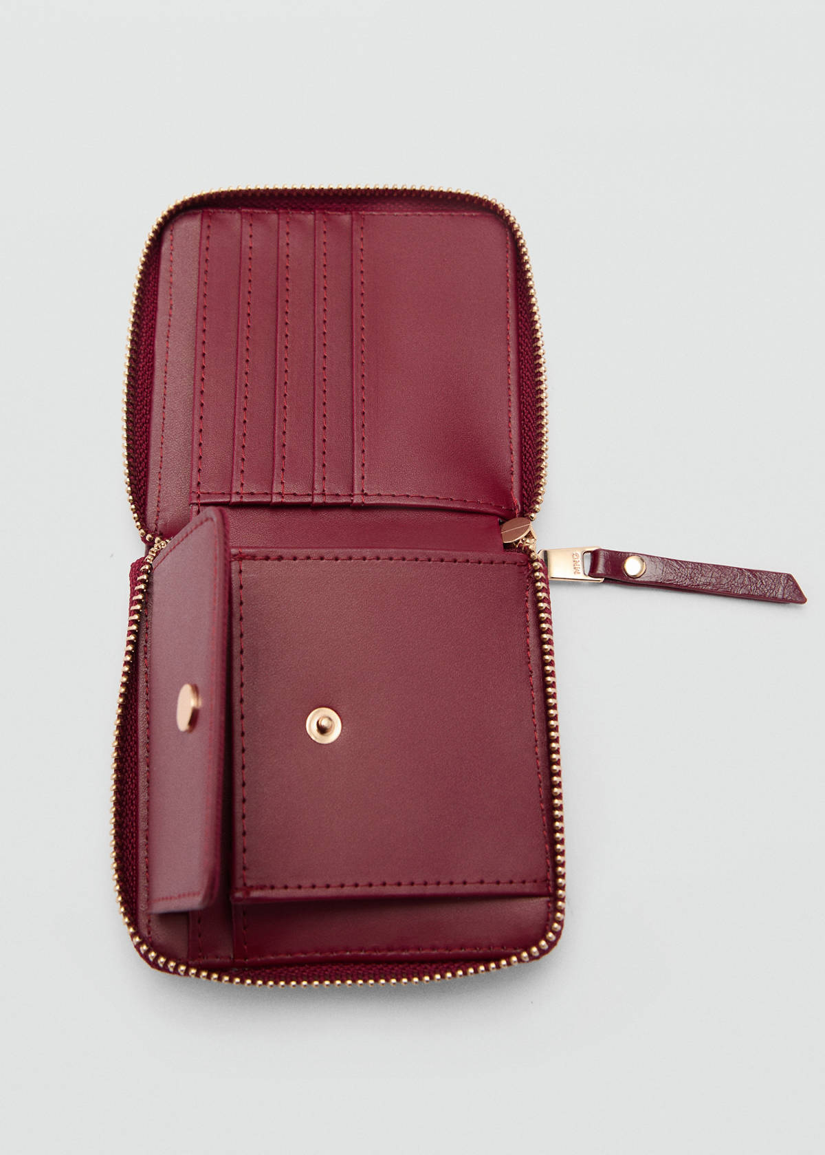 Wallet with decorative stitching — Burgundy
