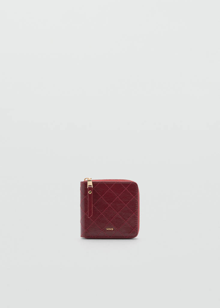 Wallet with decorative stitching — Burgundy