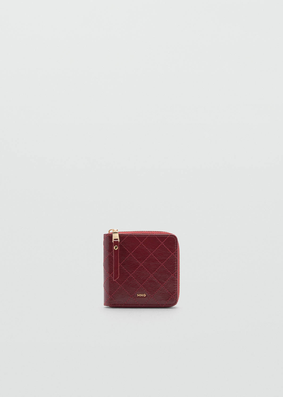 Wallet with decorative stitching — Burgundy