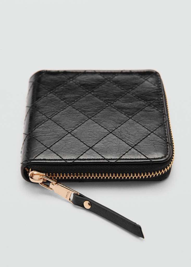 Wallet with decorative stitching — Black
