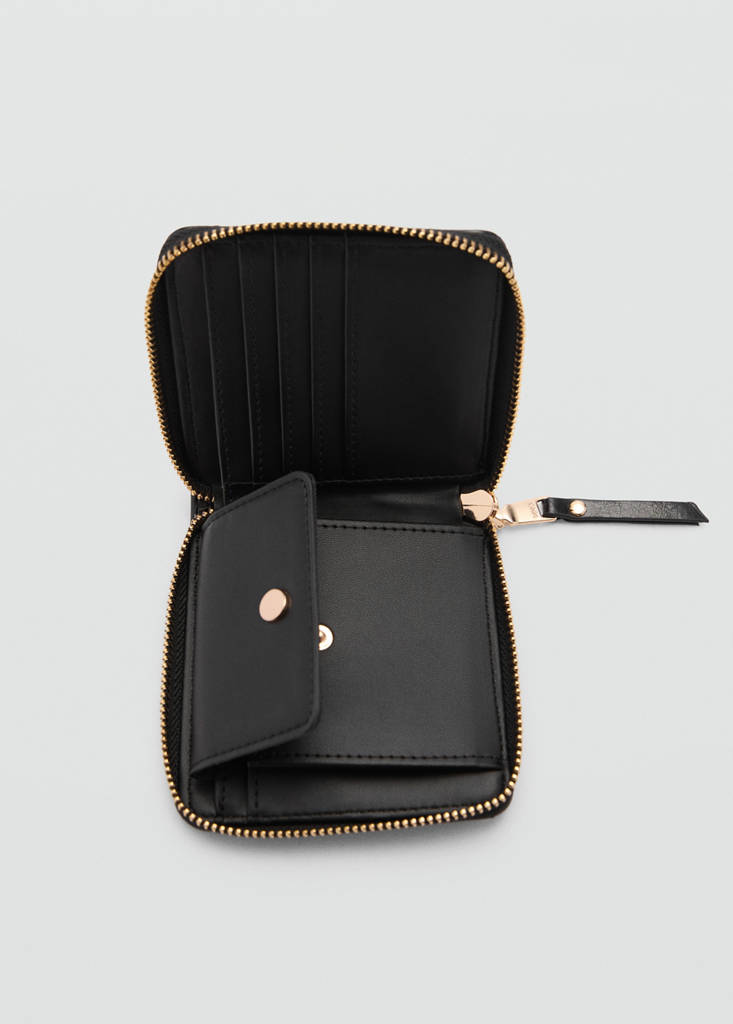 Wallet with decorative stitching — Black