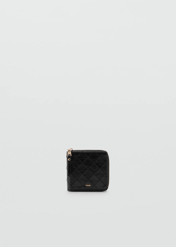 Wallet with decorative stitching — Black