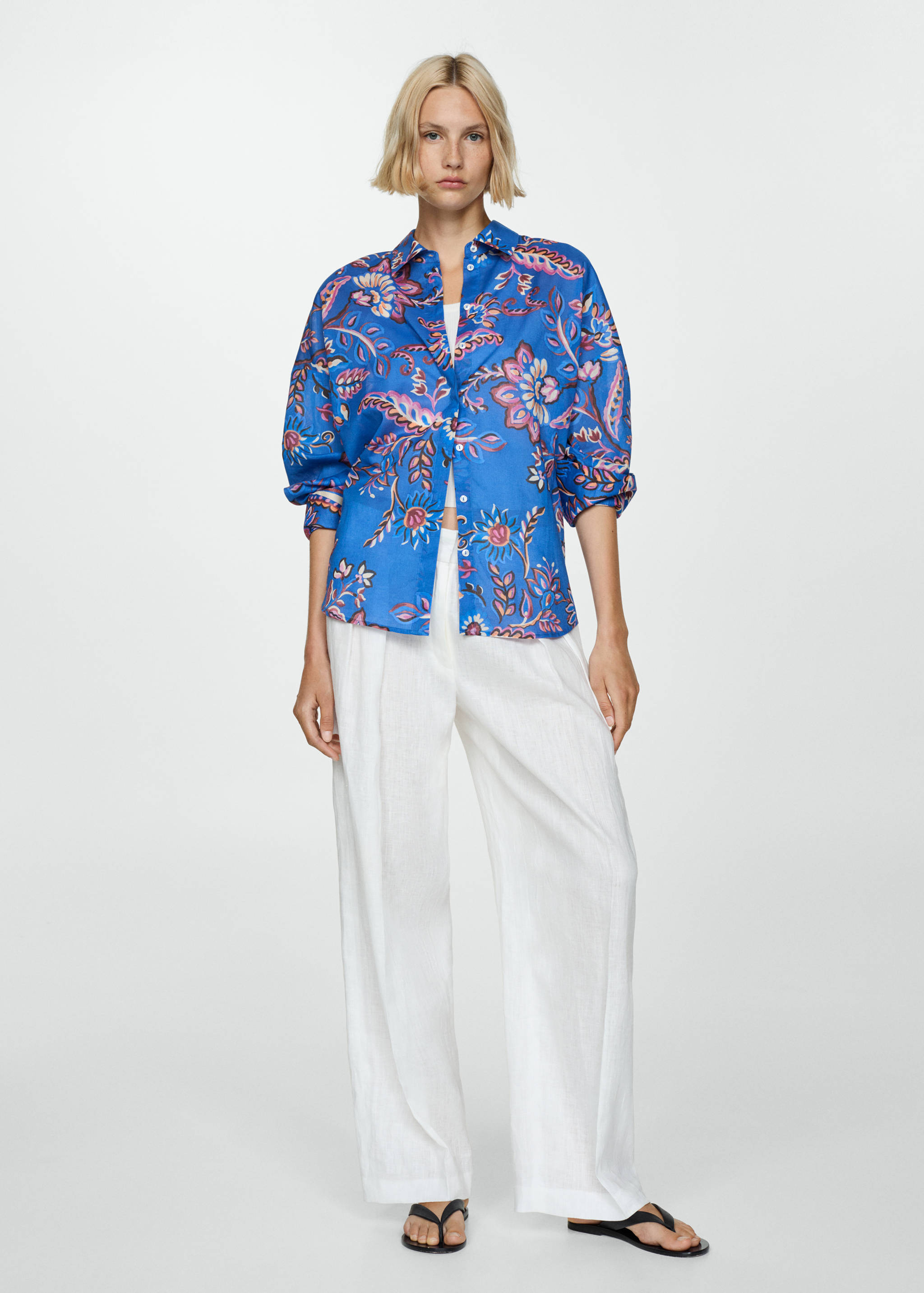 Flowy floral print shirt - General plane