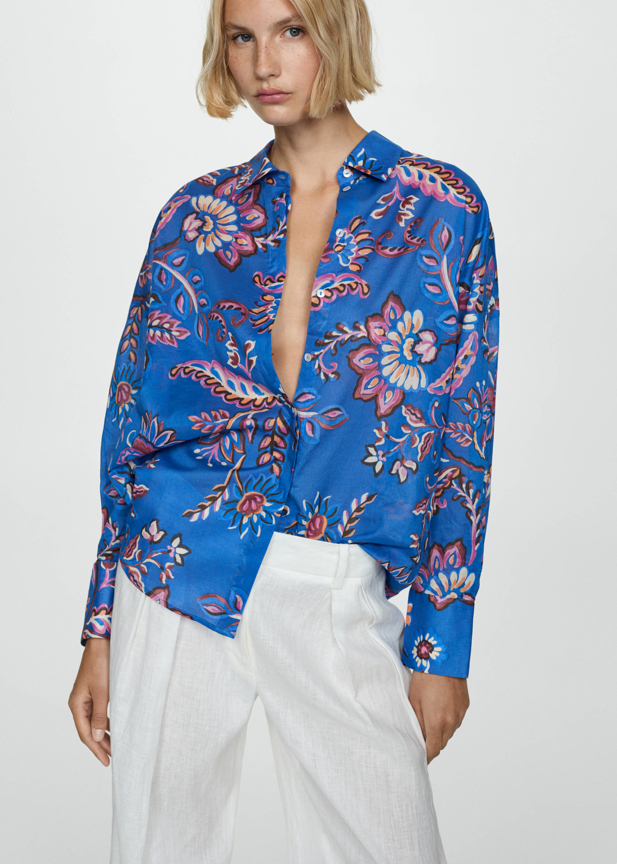 Flowy floral print shirt - Medium plane