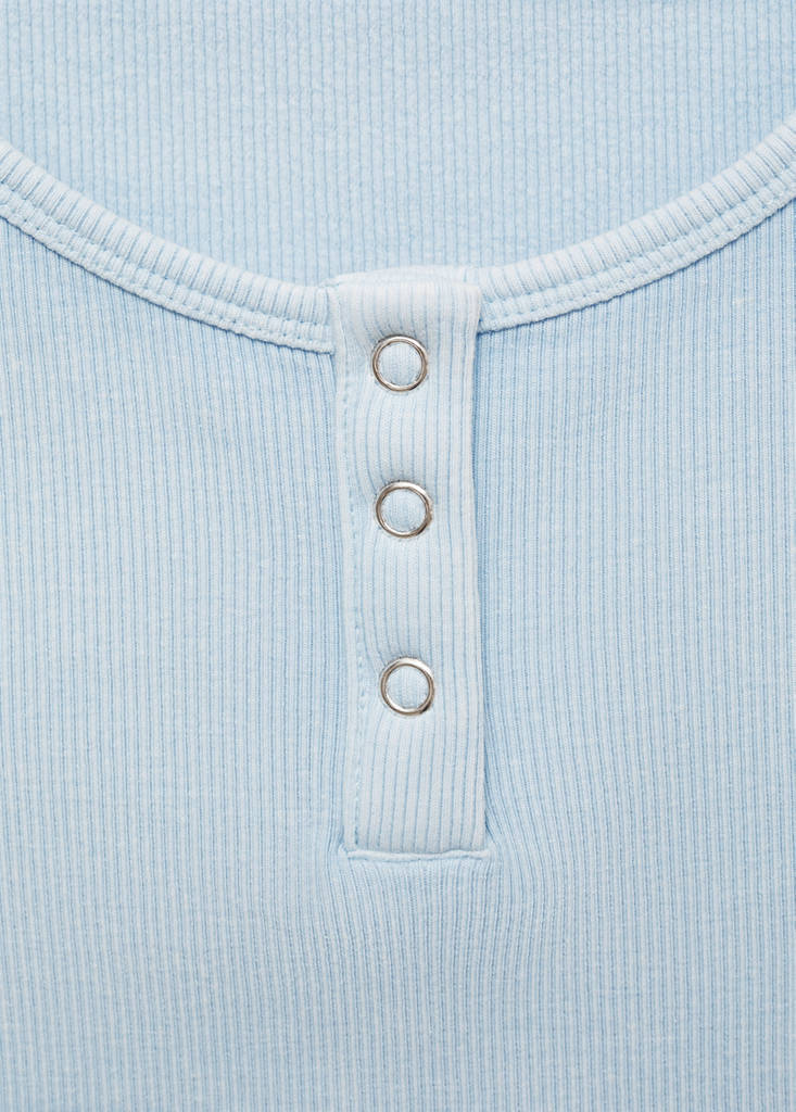 Ribbed cotton-blend top — Sky Blue