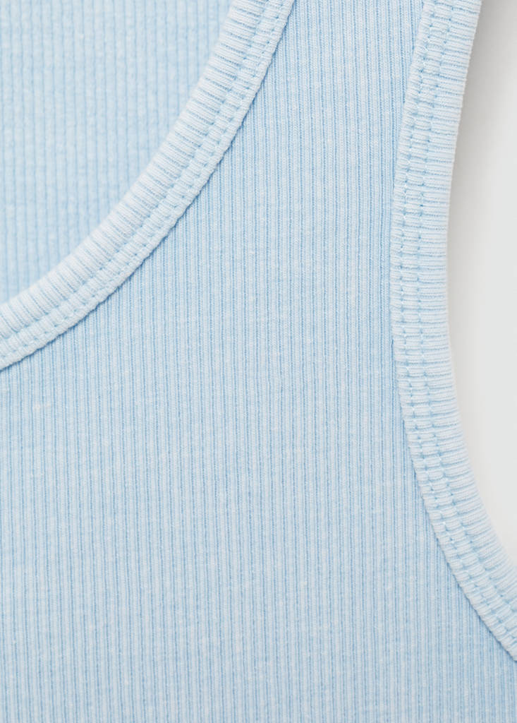 Ribbed cotton-blend top — Sky Blue