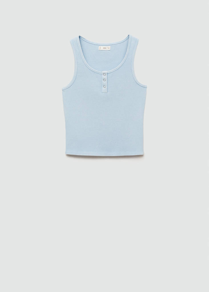 Ribbed cotton-blend top — Sky Blue