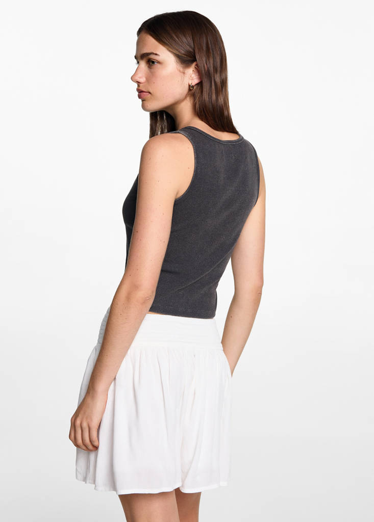 Ribbed cotton-blend top — Charcoal
