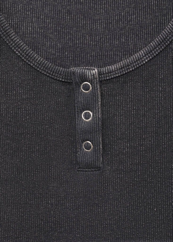 Ribbed cotton-blend top — Charcoal
