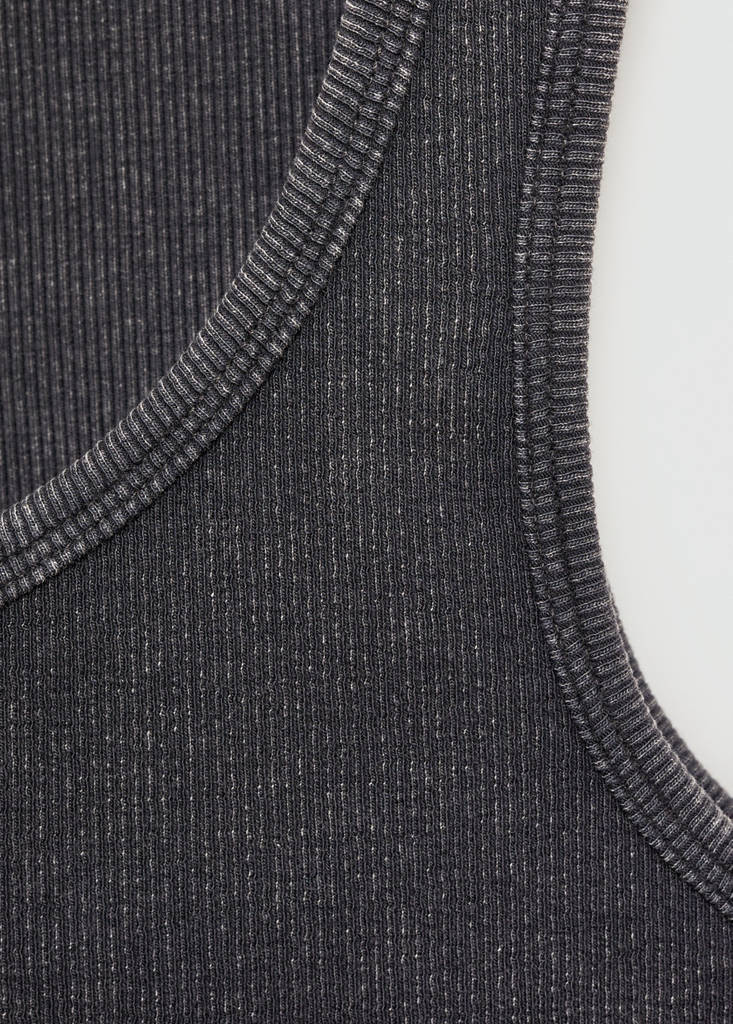Ribbed cotton-blend top — Charcoal