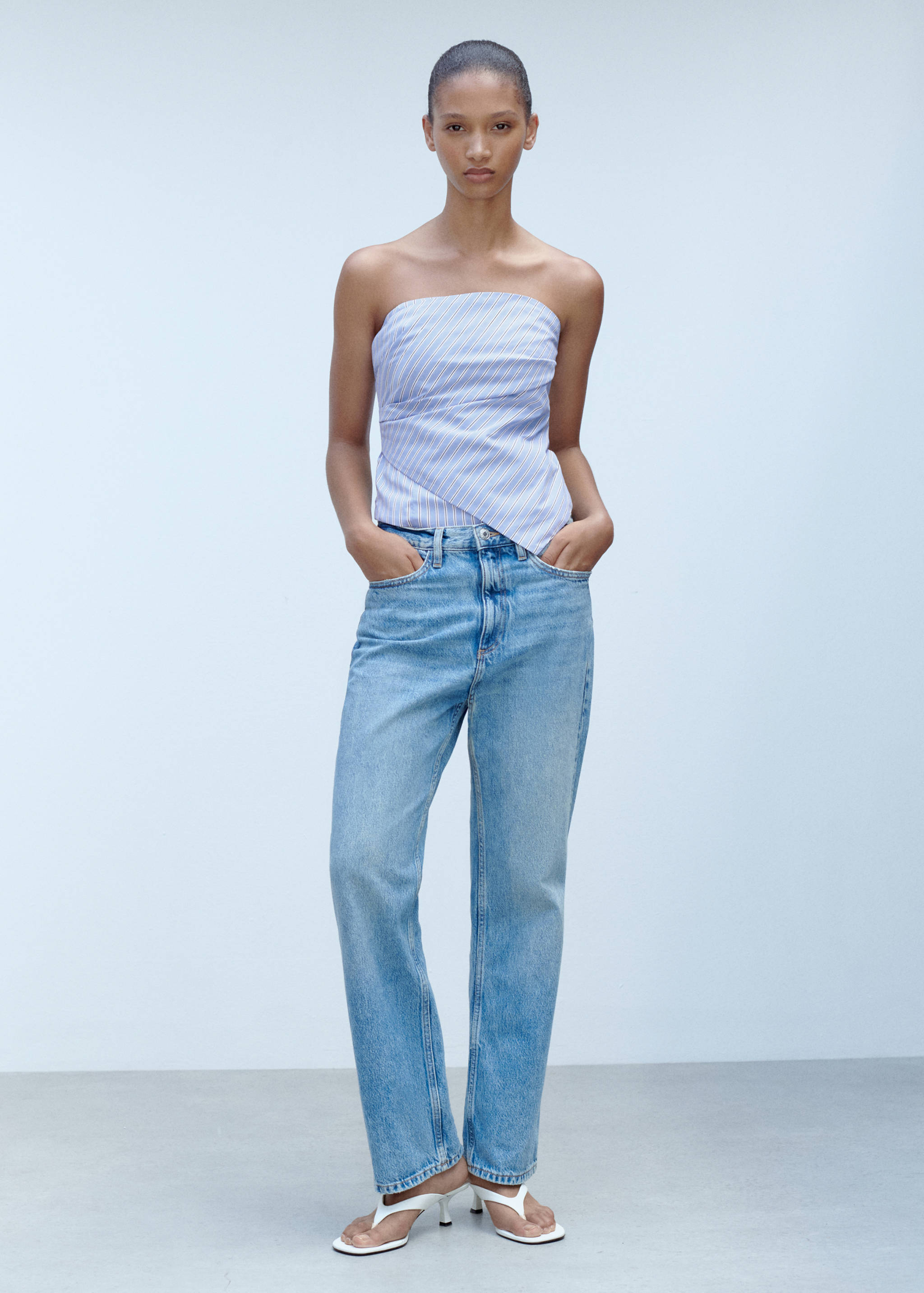 条纹抹胸上衣 - null