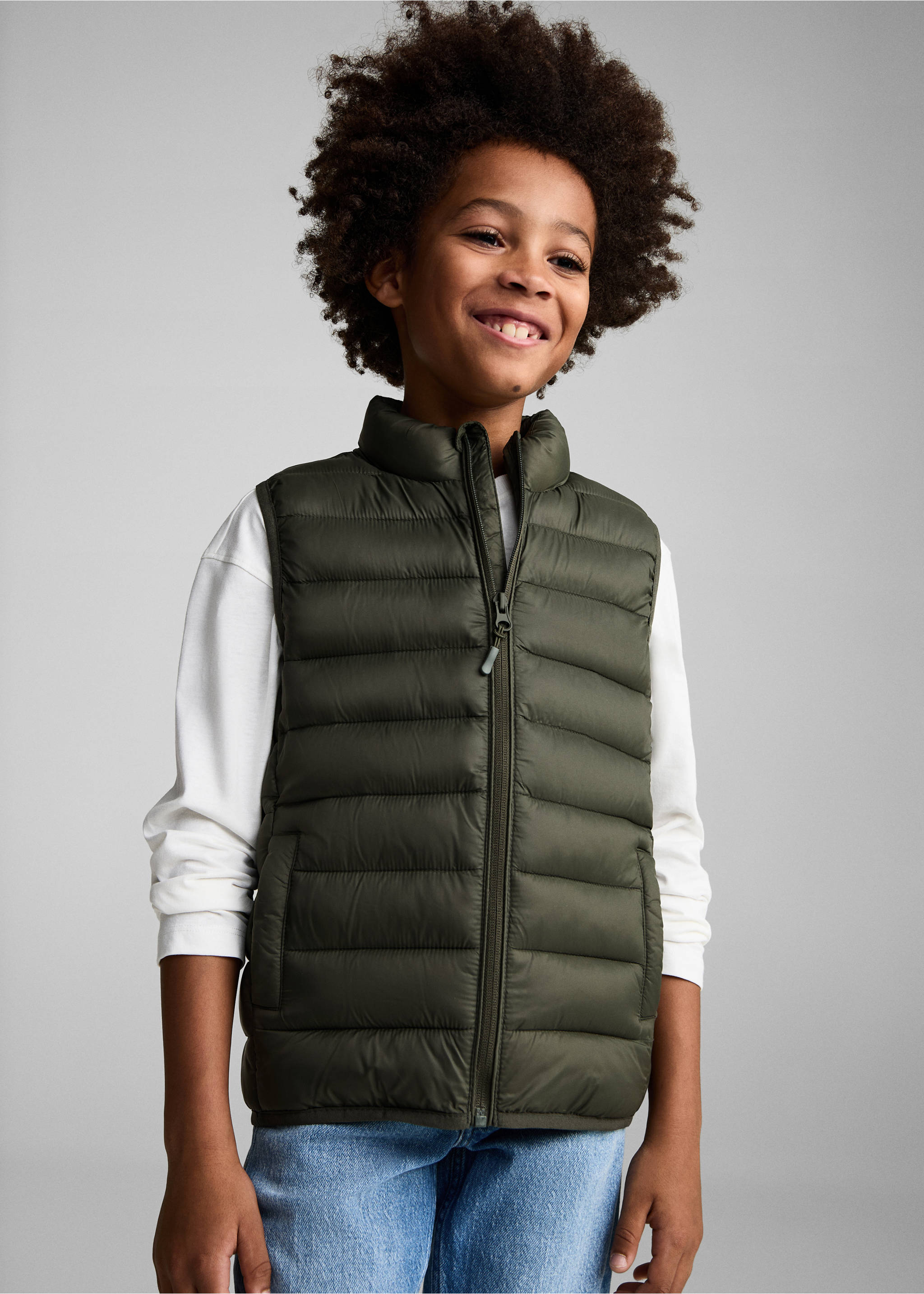 Quilted gilet - Medium plane, Khaki. Ref: 77013269-00.