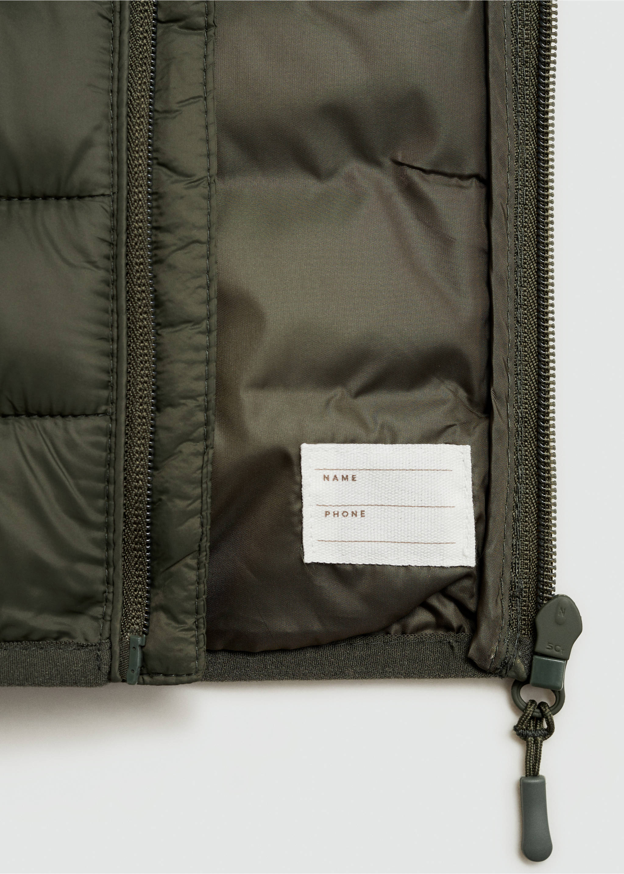 Quilted gilet - Details of the article 0, Khaki. Ref: 77013269-00.