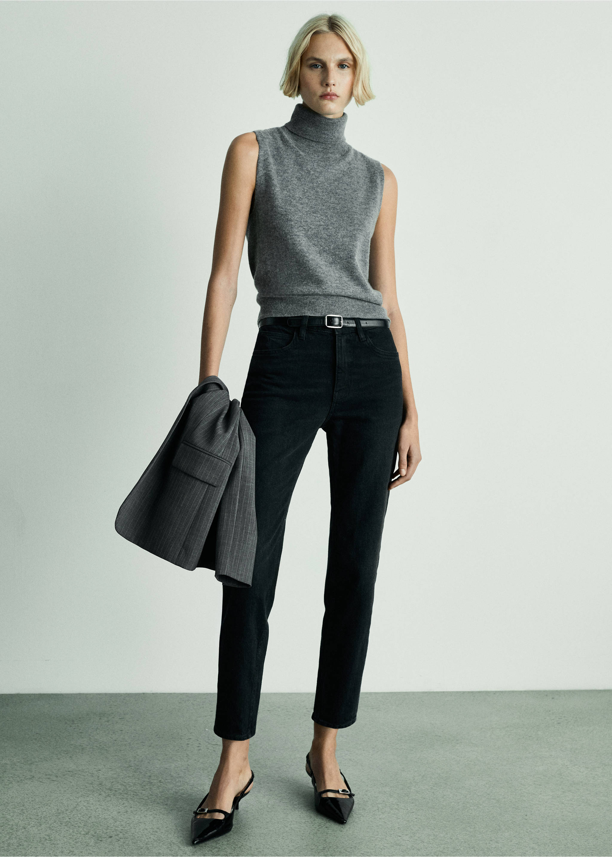 Jean Newmom confort taille haute - Plan général, Black denim. Ref: 77014027-00.
