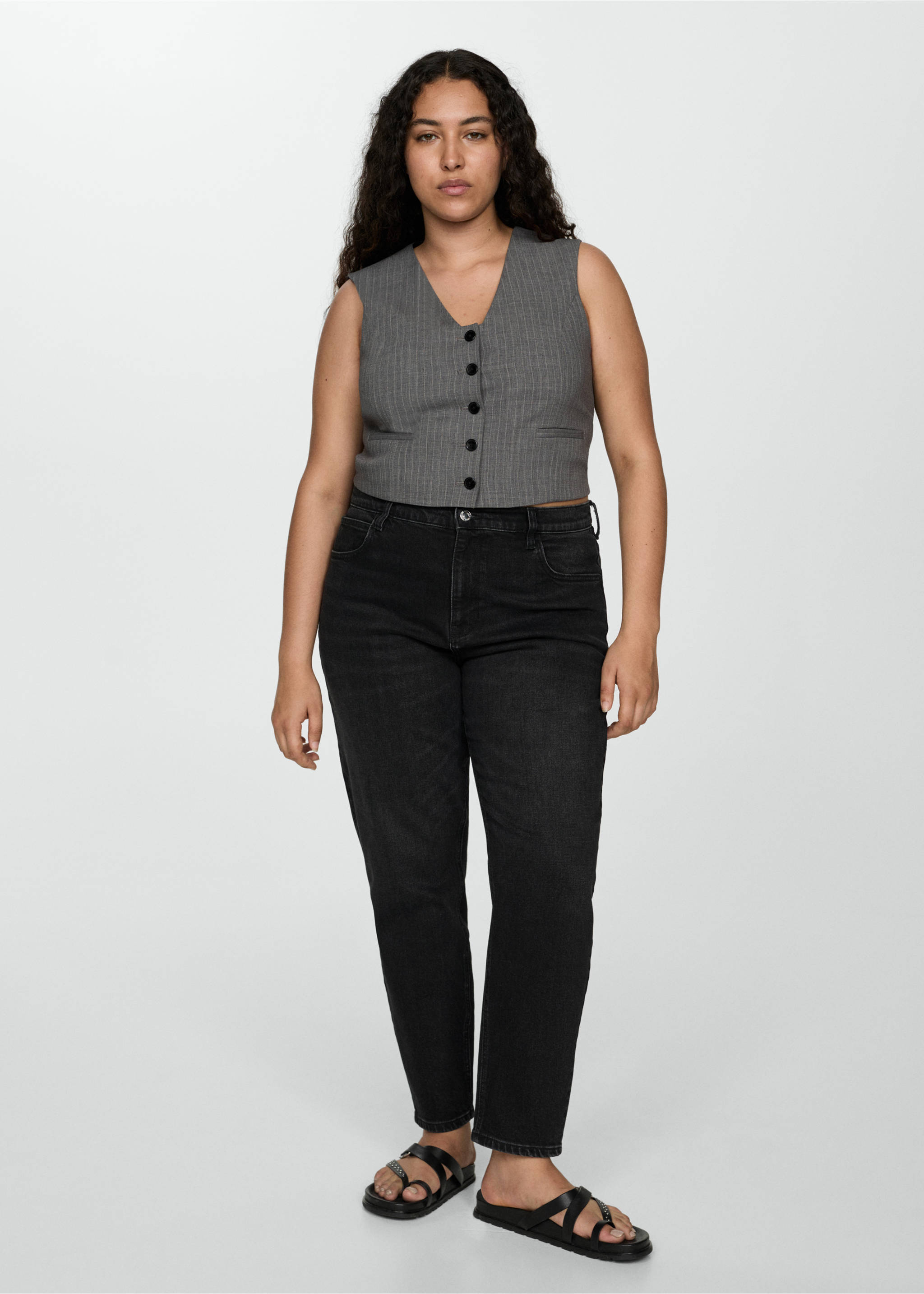 Jean Newmom confort taille haute - Détail de l'article 3, Black denim. Ref: 77014027-00.