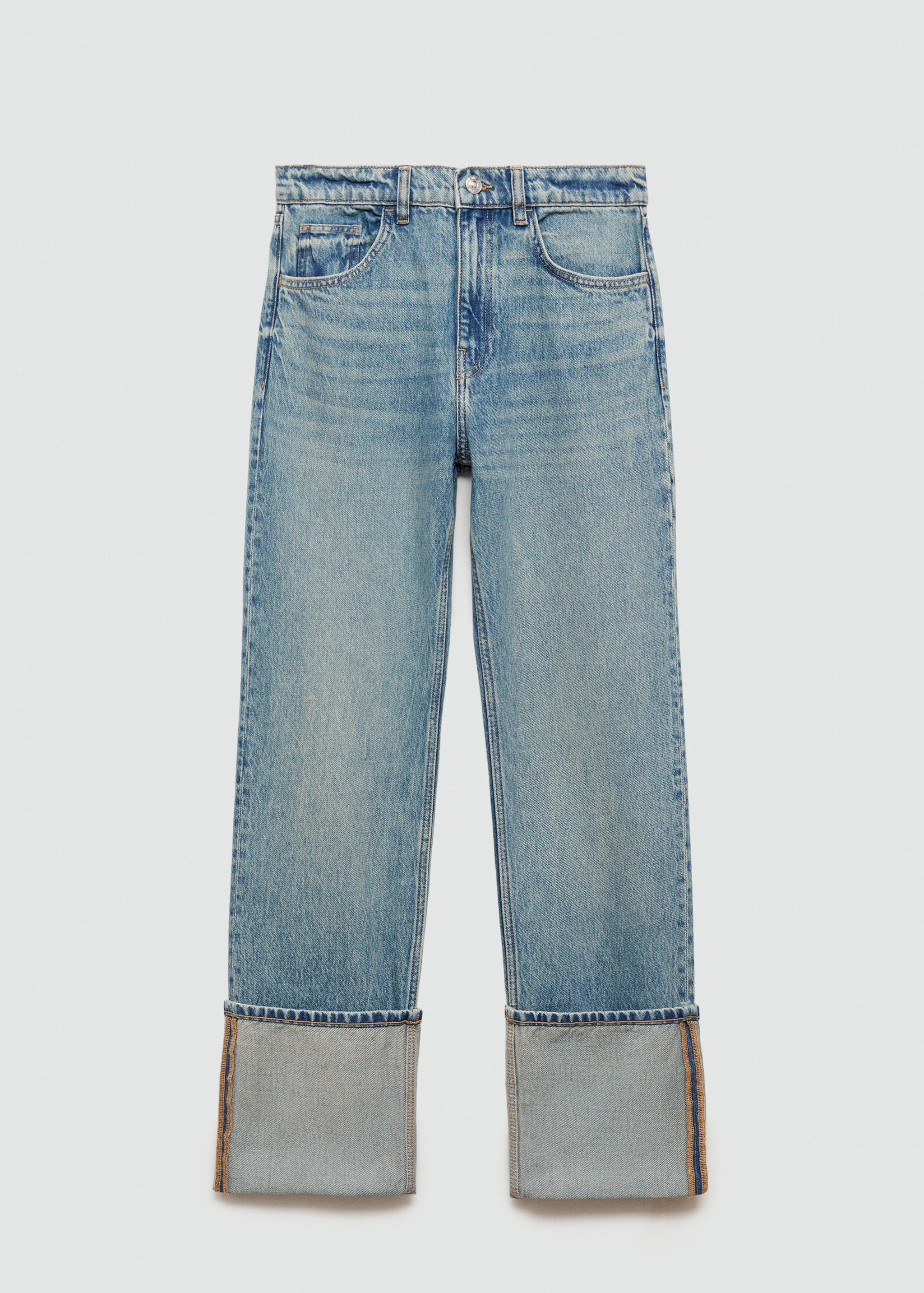 Straight jeans with turn-up - Article without model