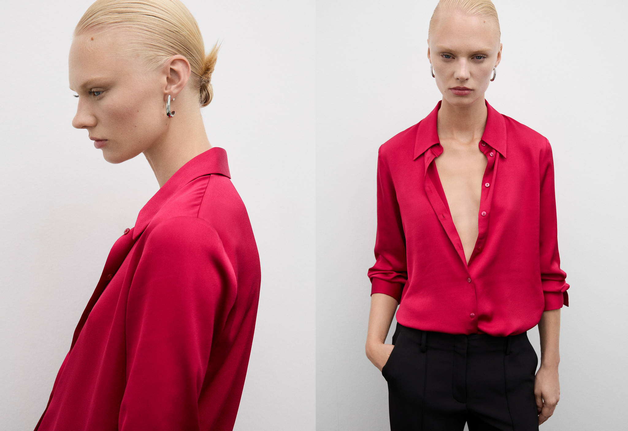 Satin finish flowy shirt - Panoramic plane
