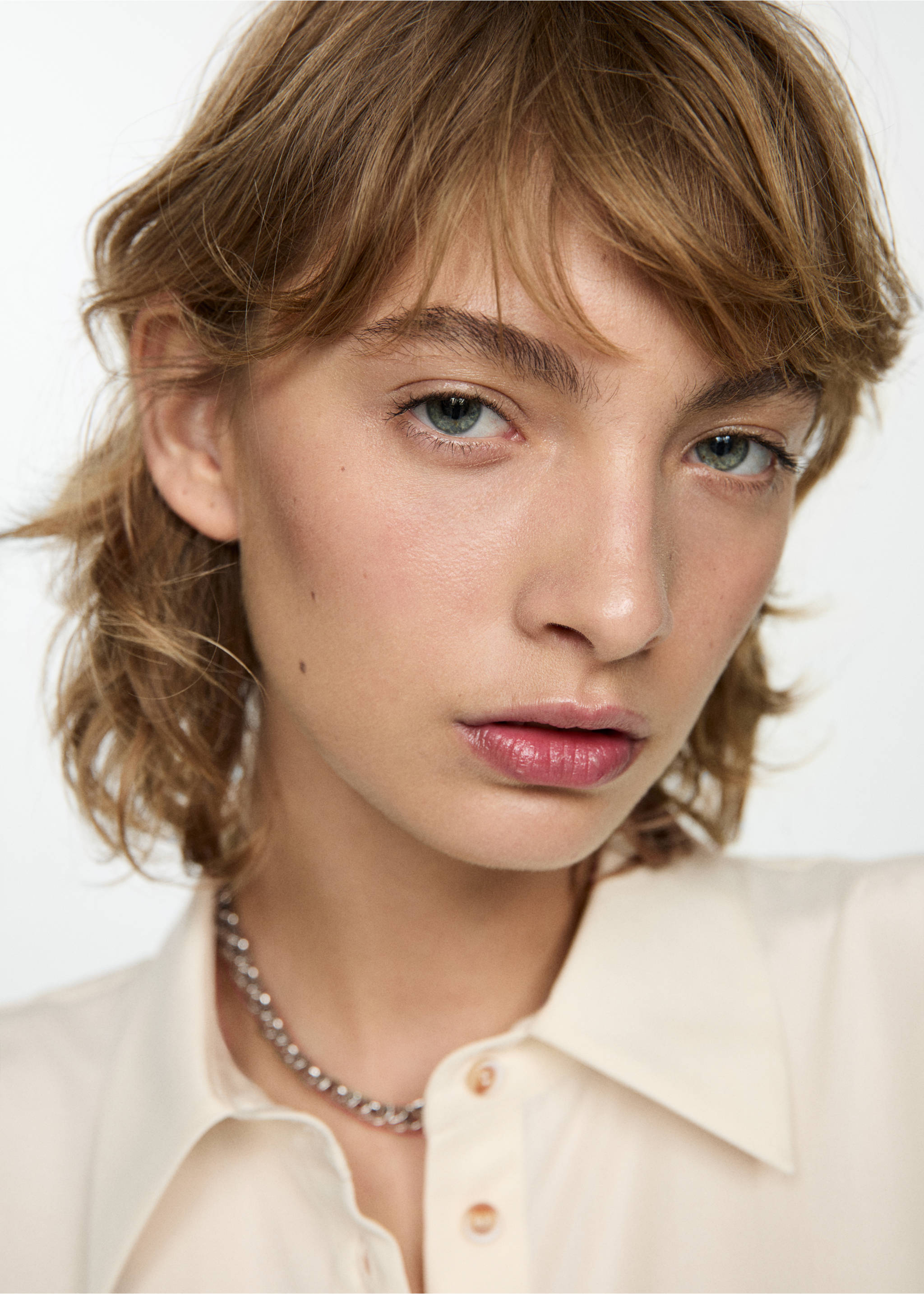 Short-sleeved lyocell shirt - Деталь изделия 1, Экрю. Ref: 77014034-00.