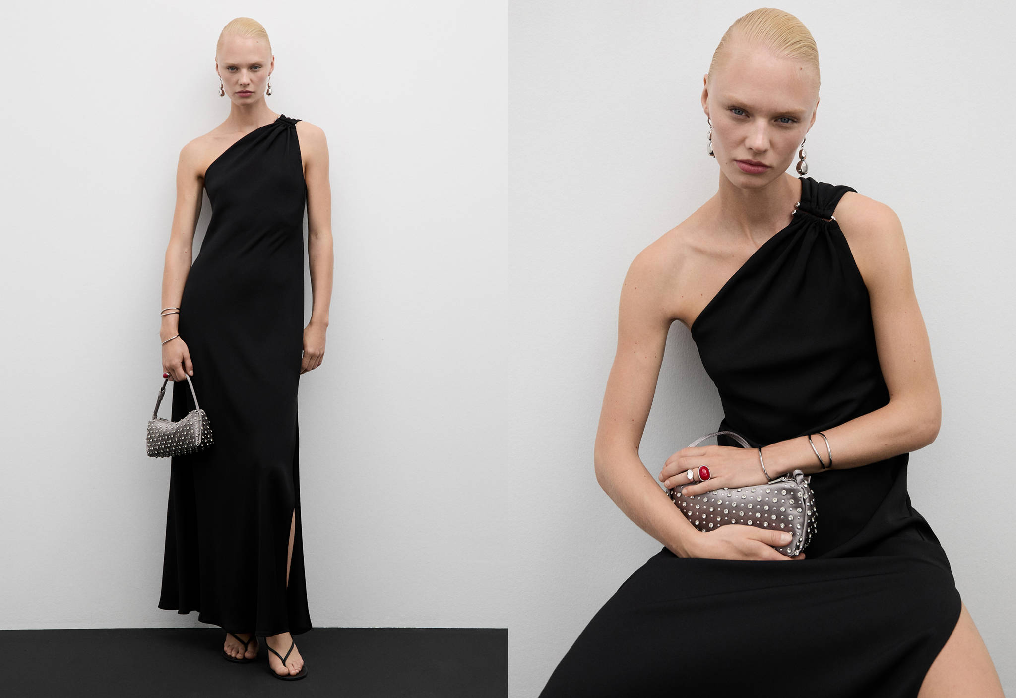 Asymmetric dress with draped details - Panoramic plane