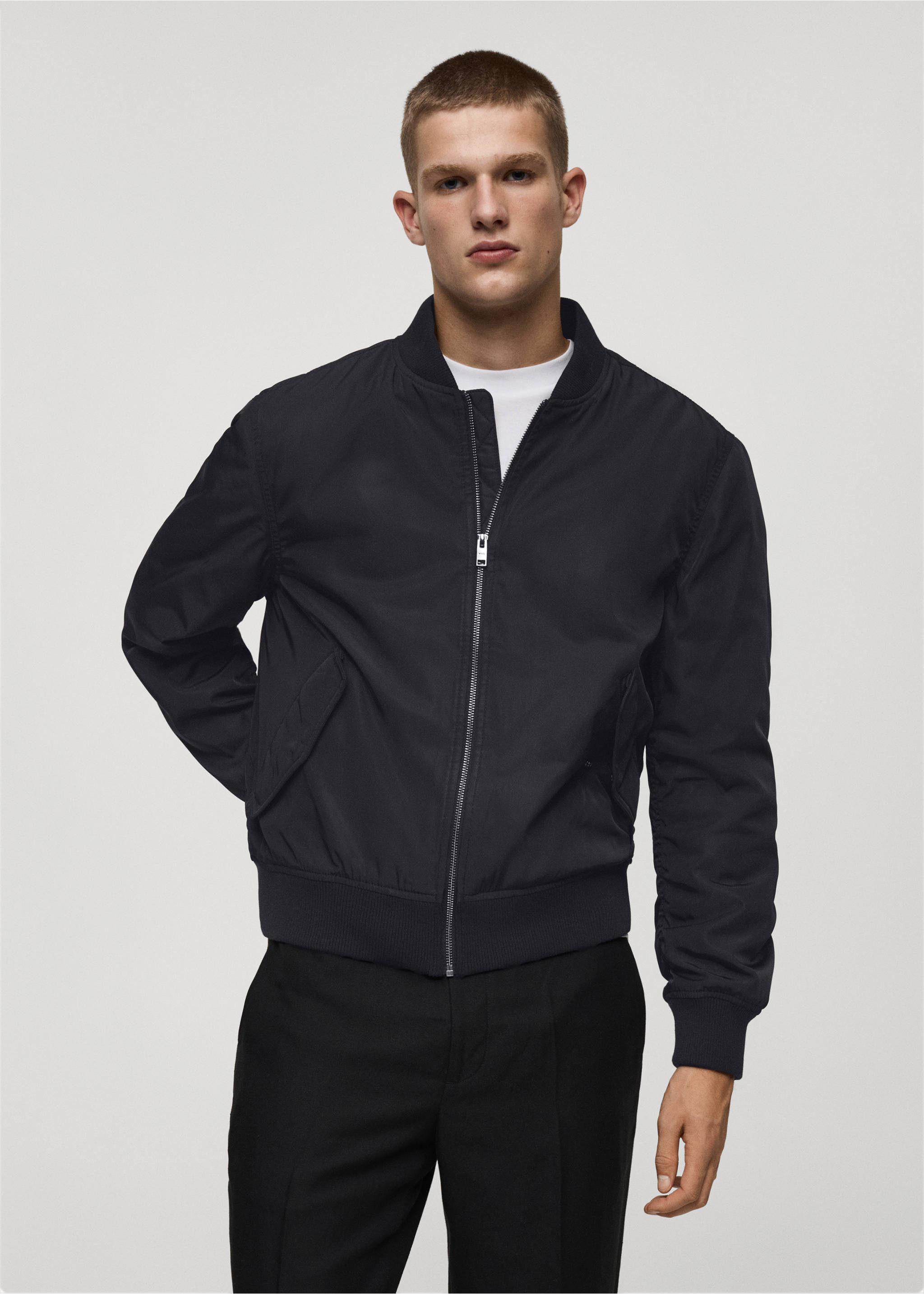 Quilted water-repellent bomber jacket - Medium plane, Dark Navy. Ref: 77014435-00.