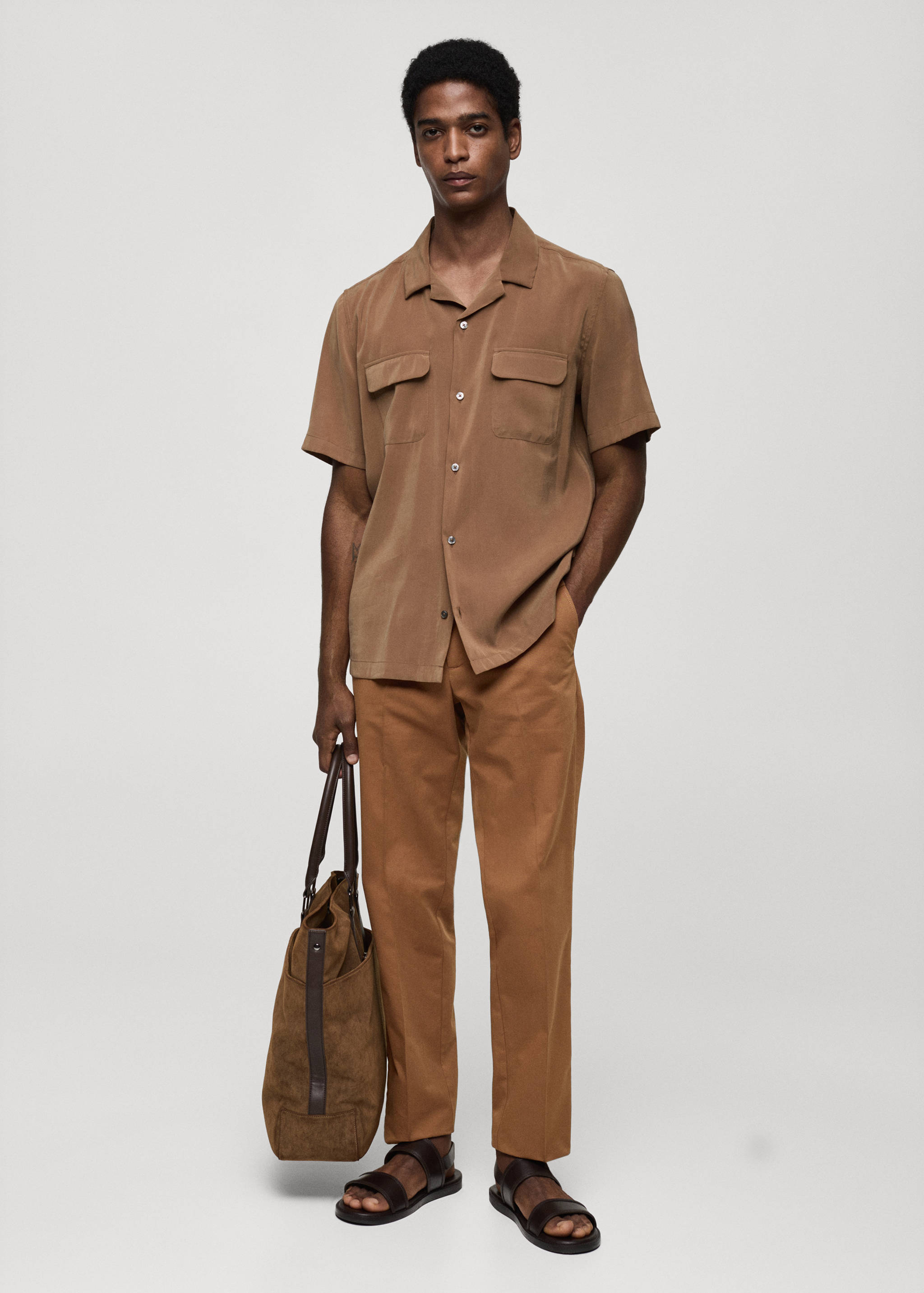 Pantalón regular fit algodón tencel - Plano general