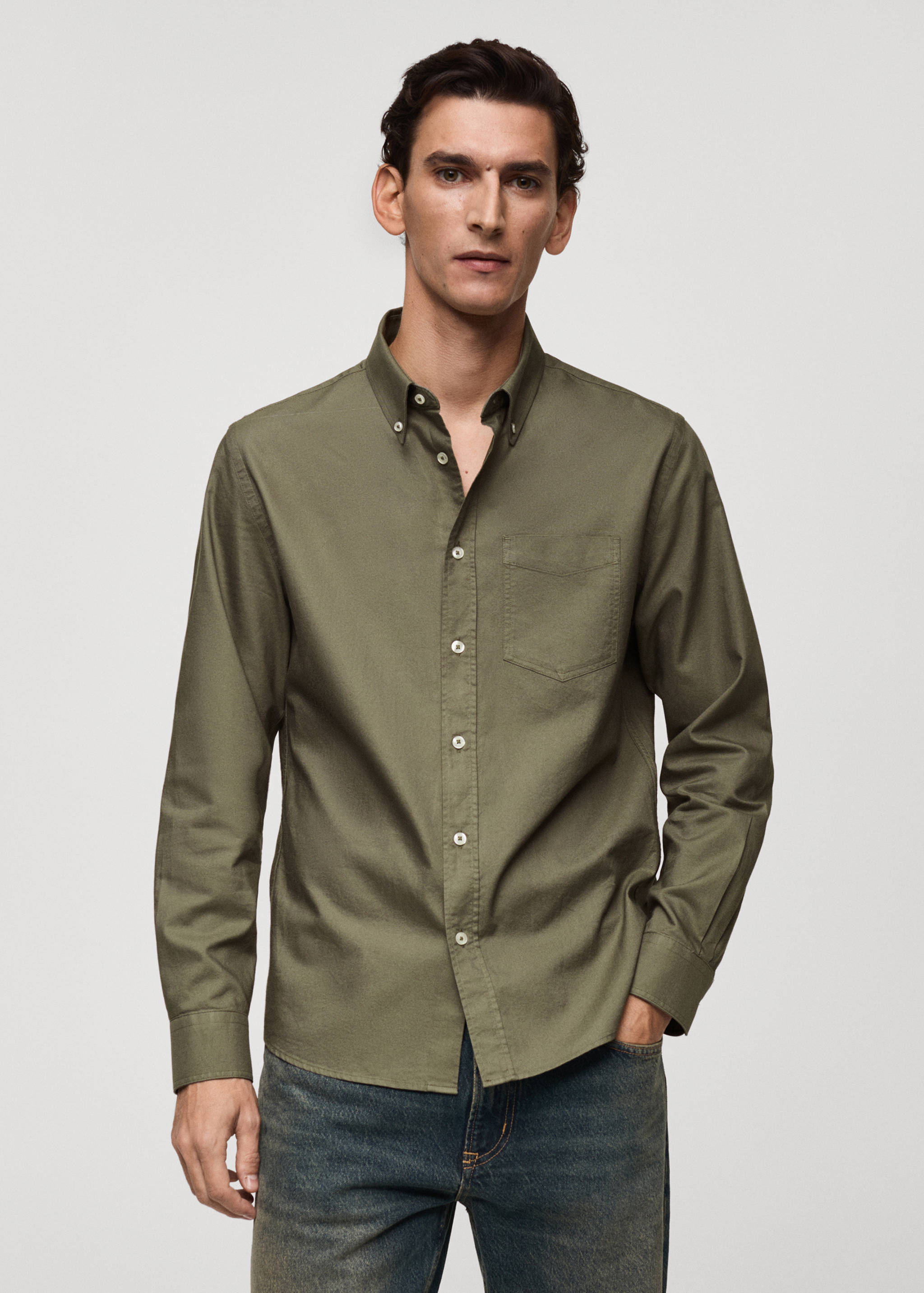 Regular fit Oxford cotton shirt - Medium plane