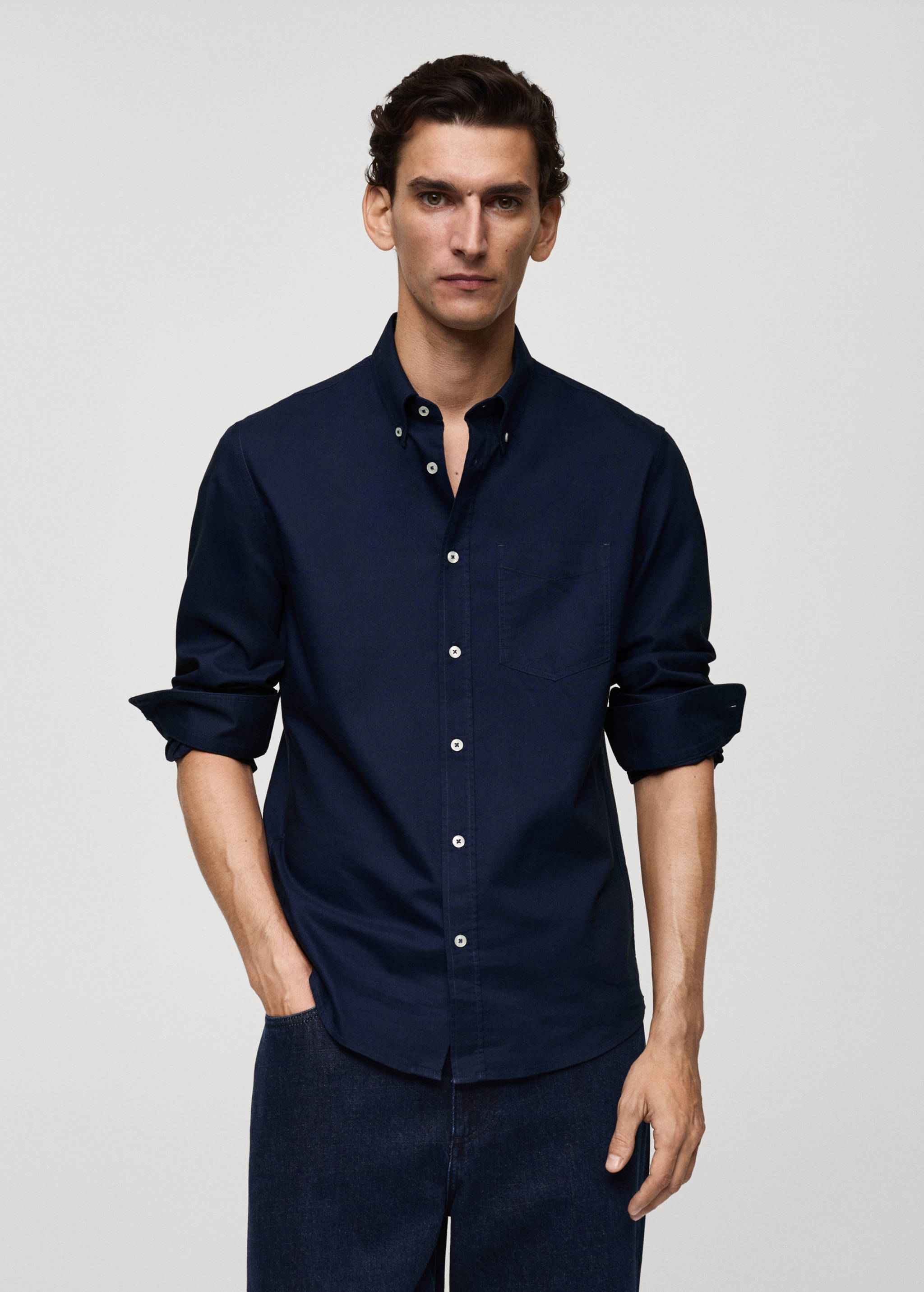 Regular fit Oxford cotton shirt - Medium plane