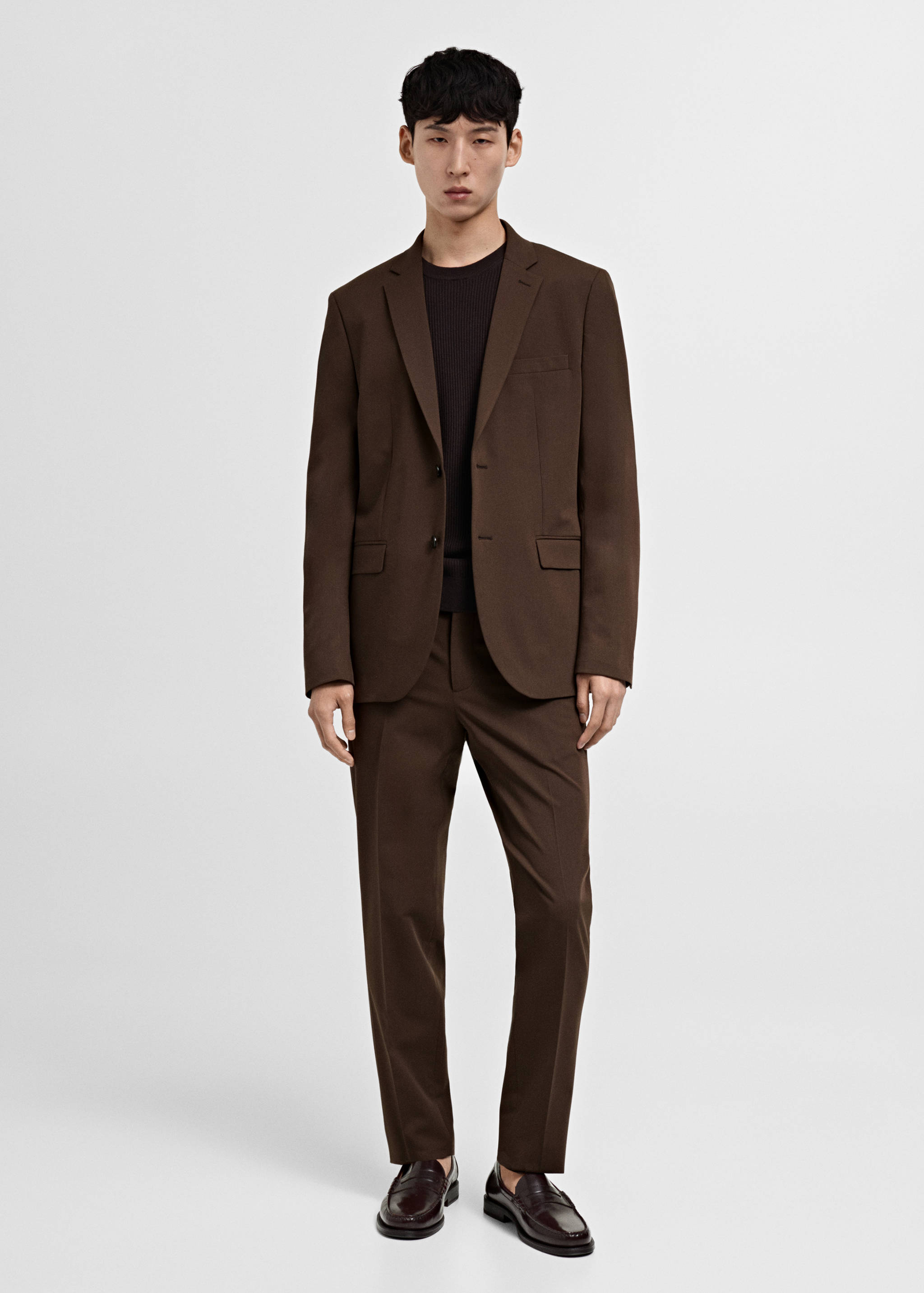 弹力面料超修身西装裤 - null