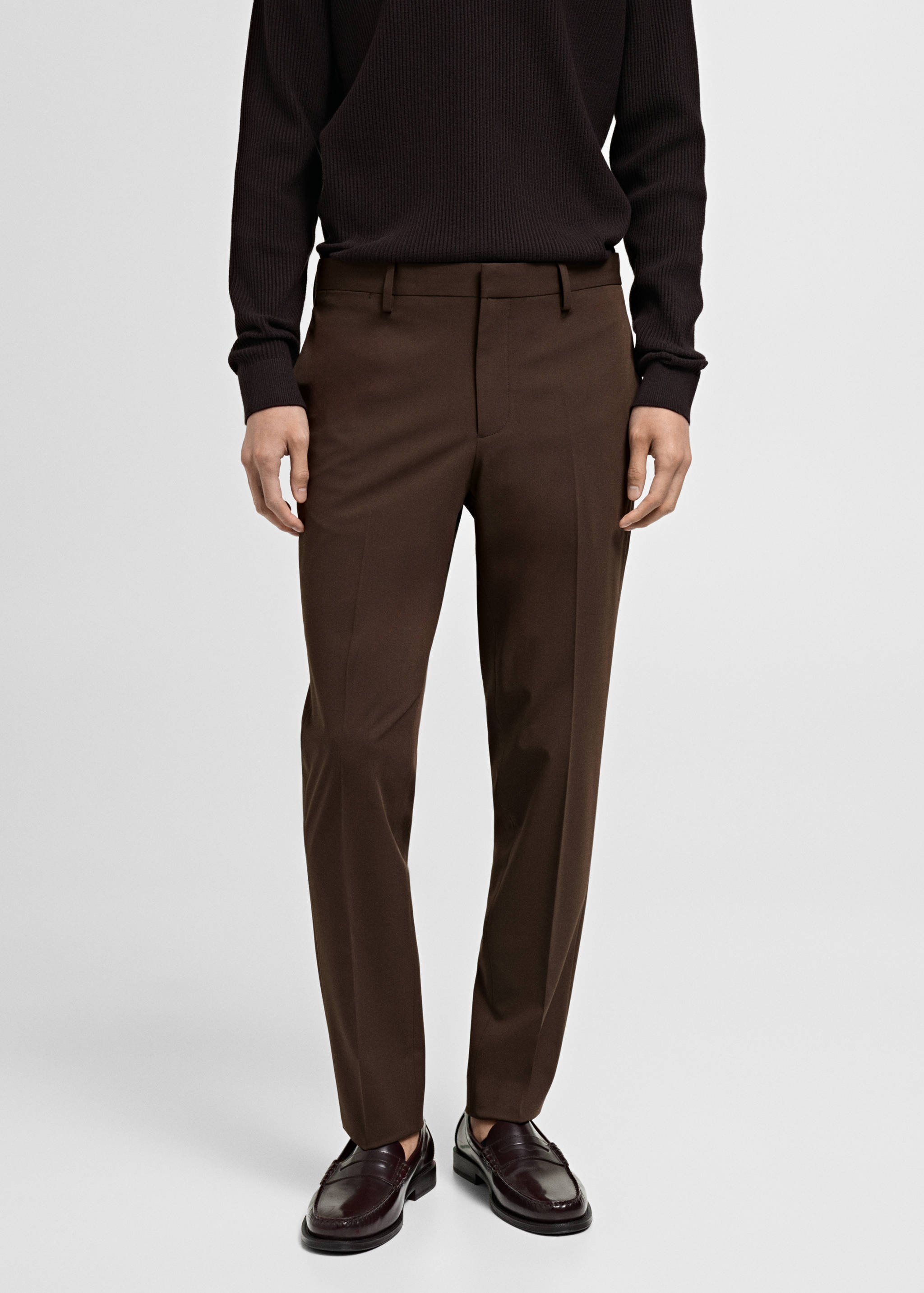 弹力面料超修身西装裤 - null