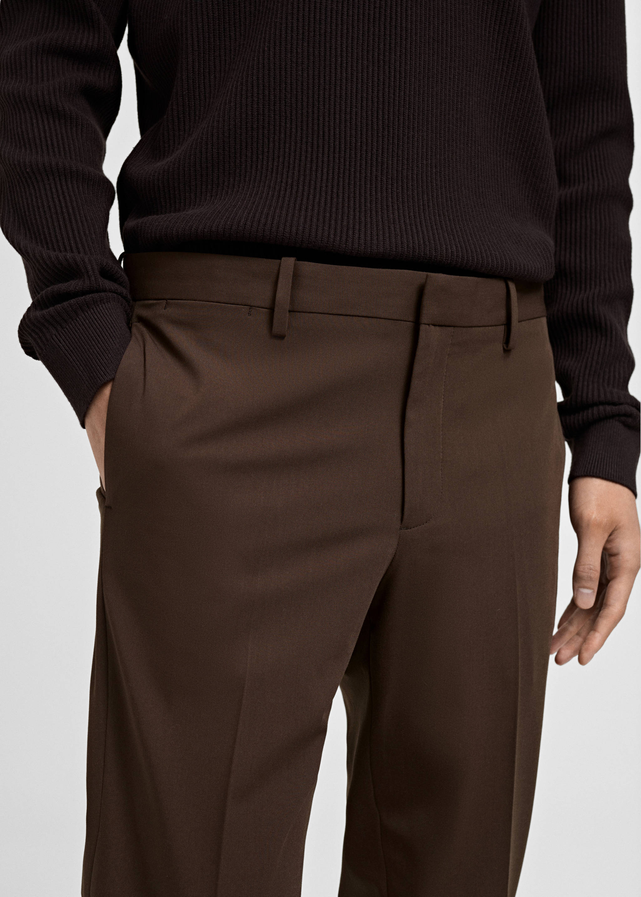 弹力面料超修身西装裤 - null