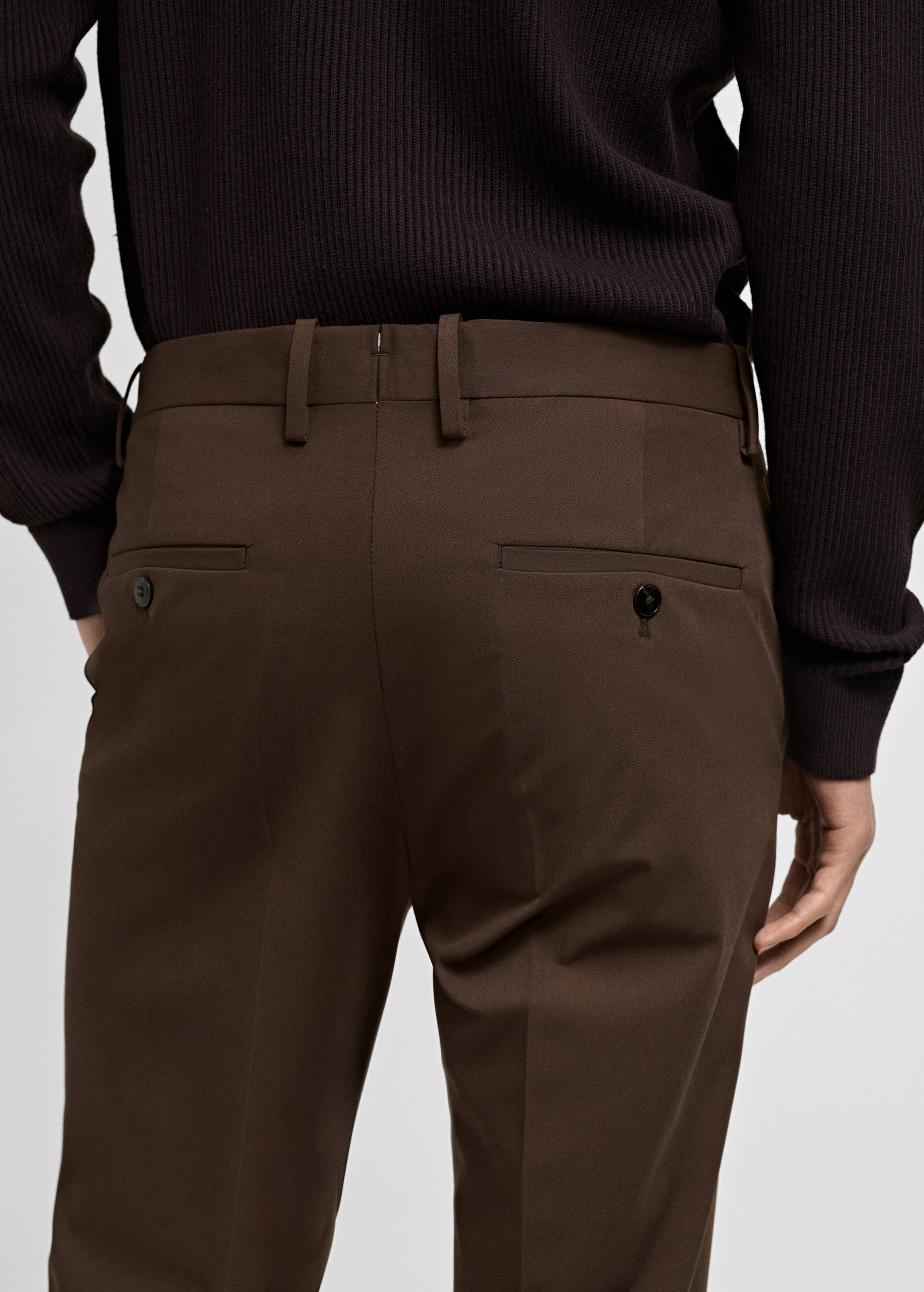 弹力面料超修身西装裤 - null