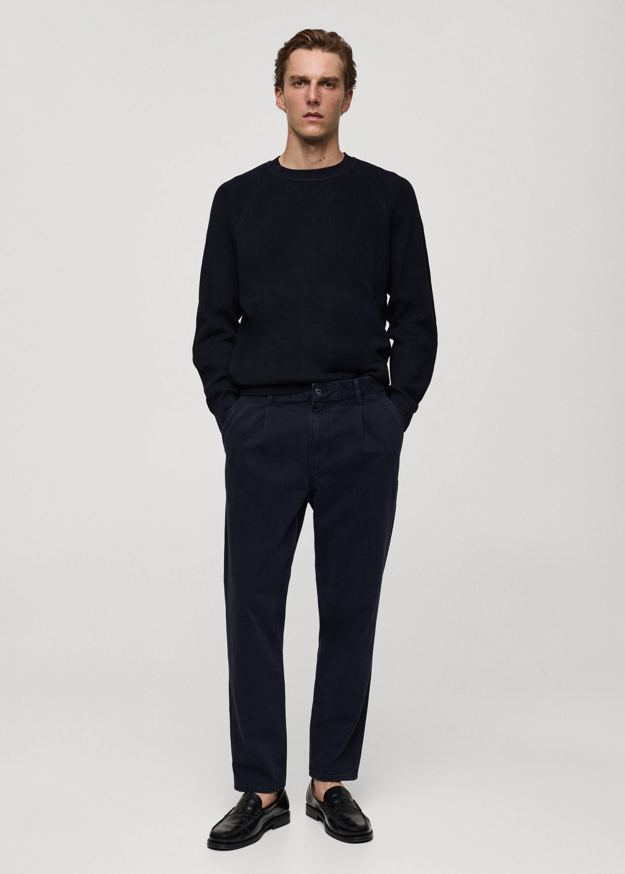 Pleated tapered fit jeans - General plane