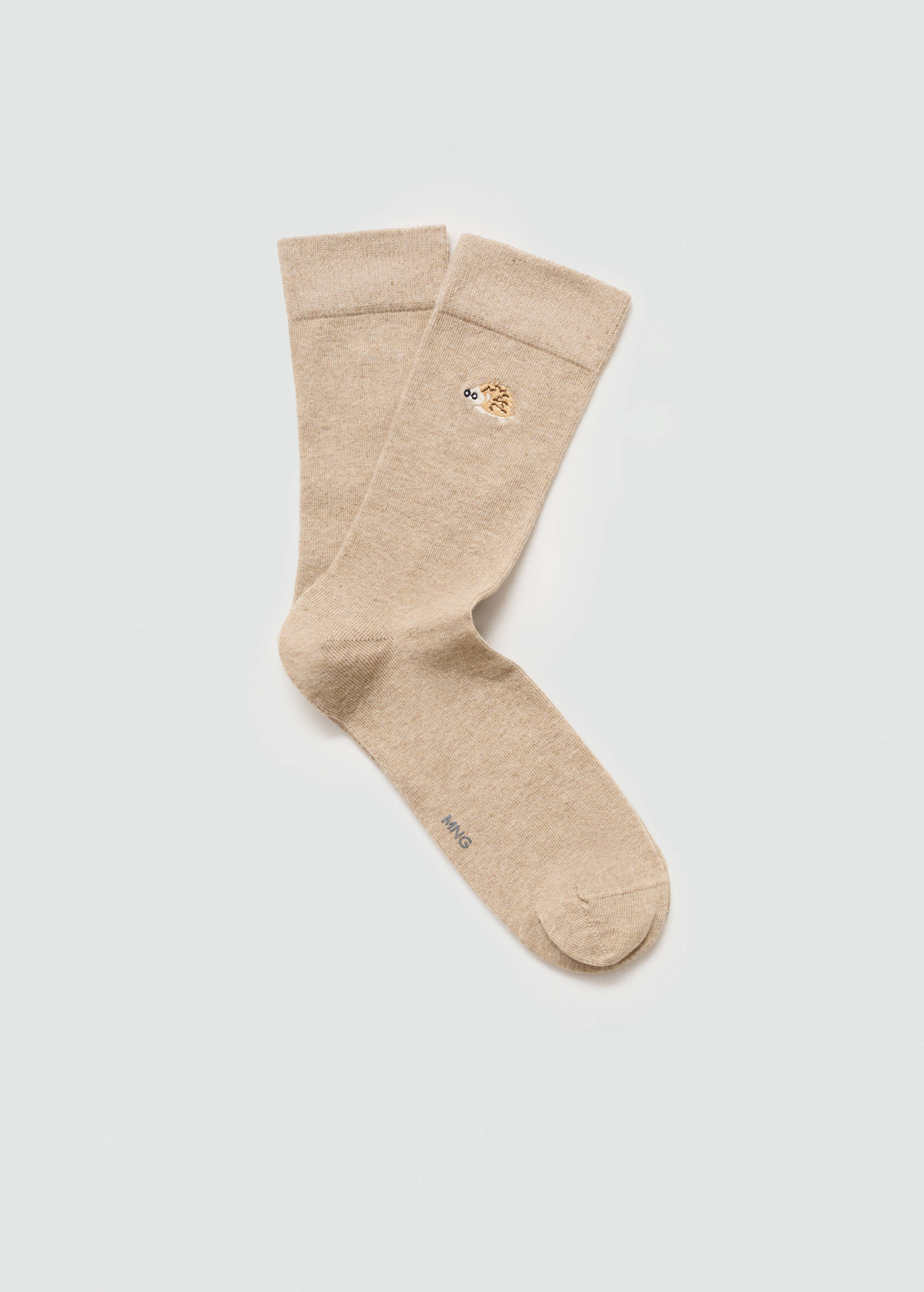 Hedgehog-embroidered cotton socks - Article without model