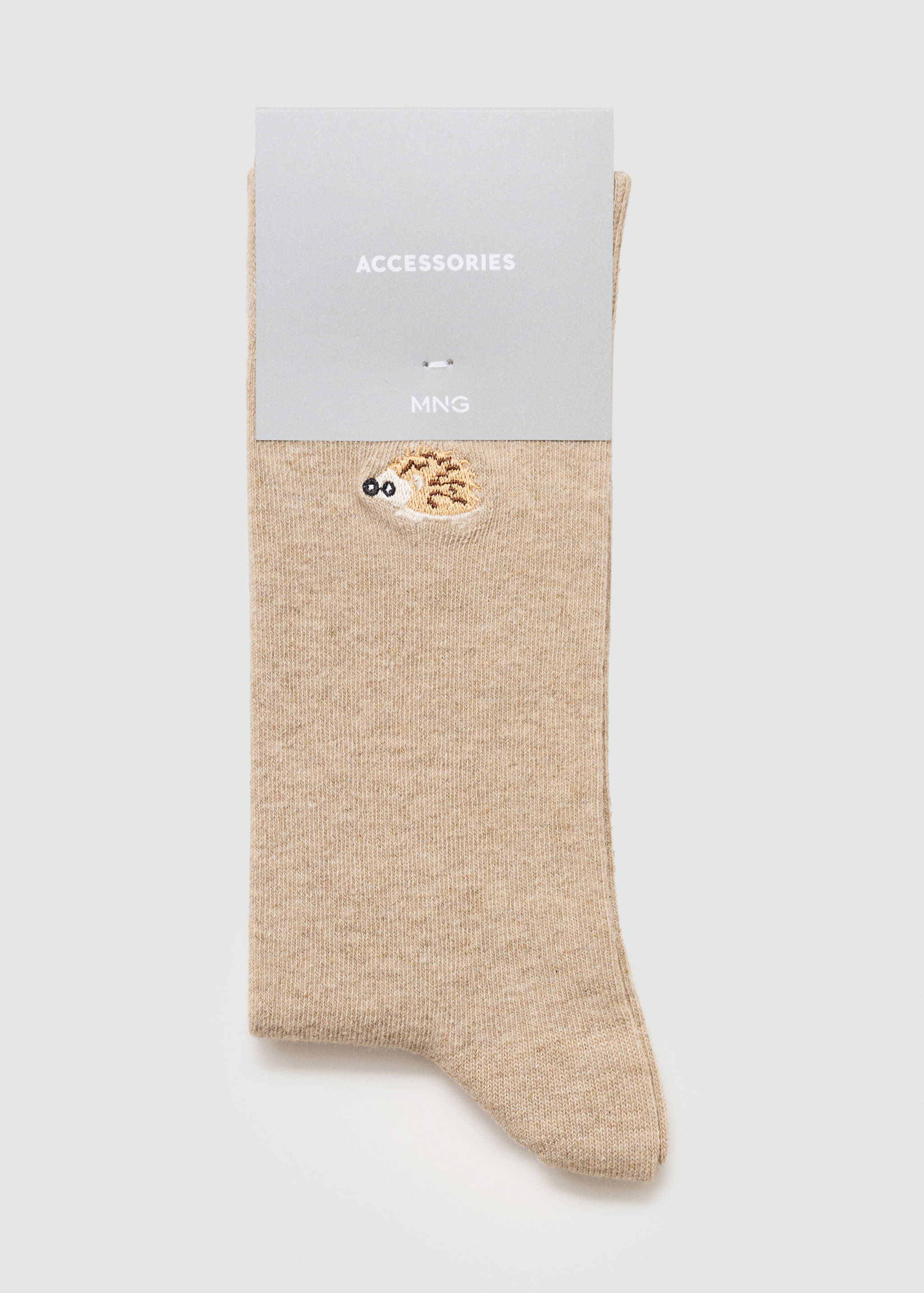 Hedgehog-embroidered cotton socks - Reverse of the article