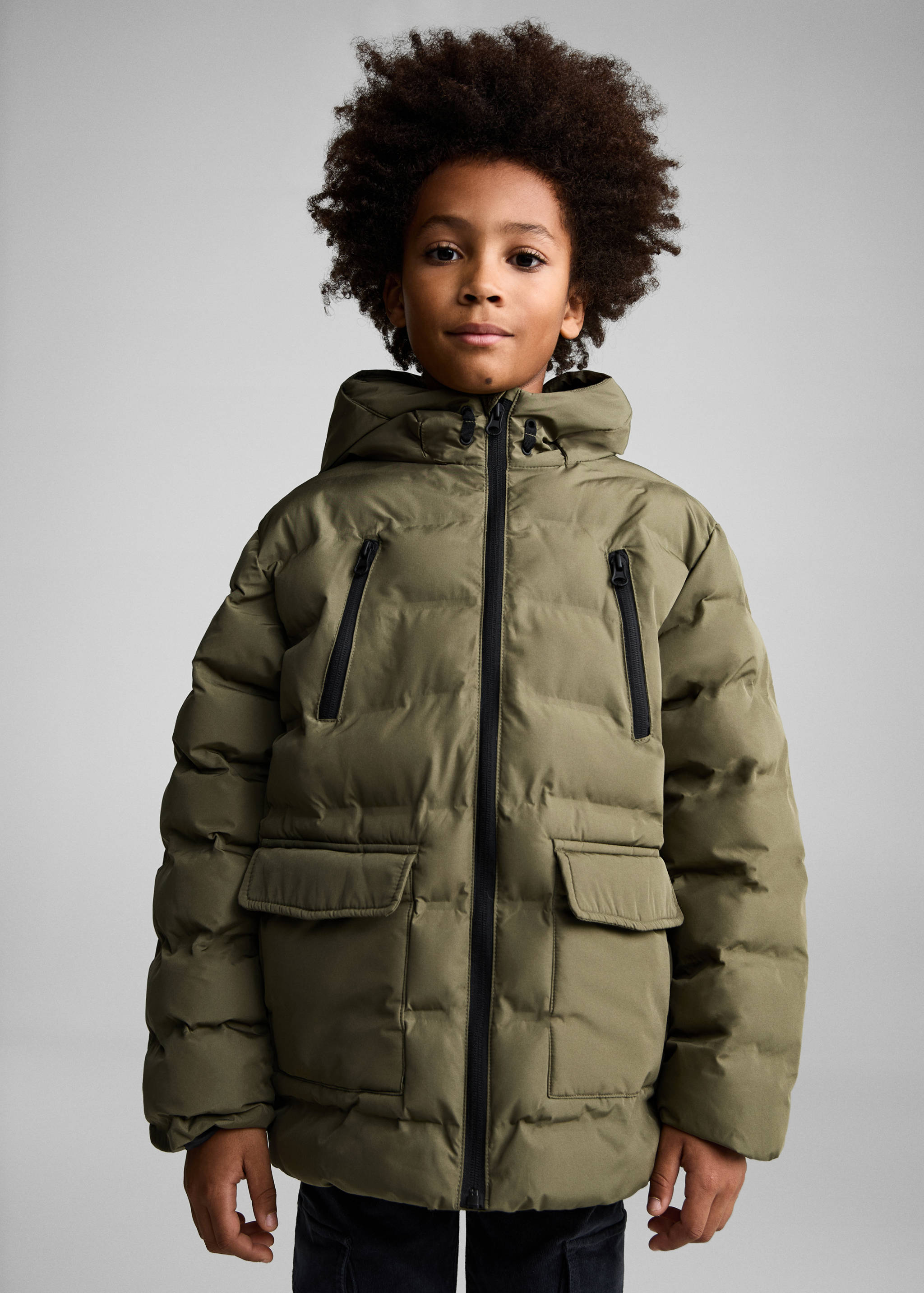 Anorak matelassé à poches - Plan moyen