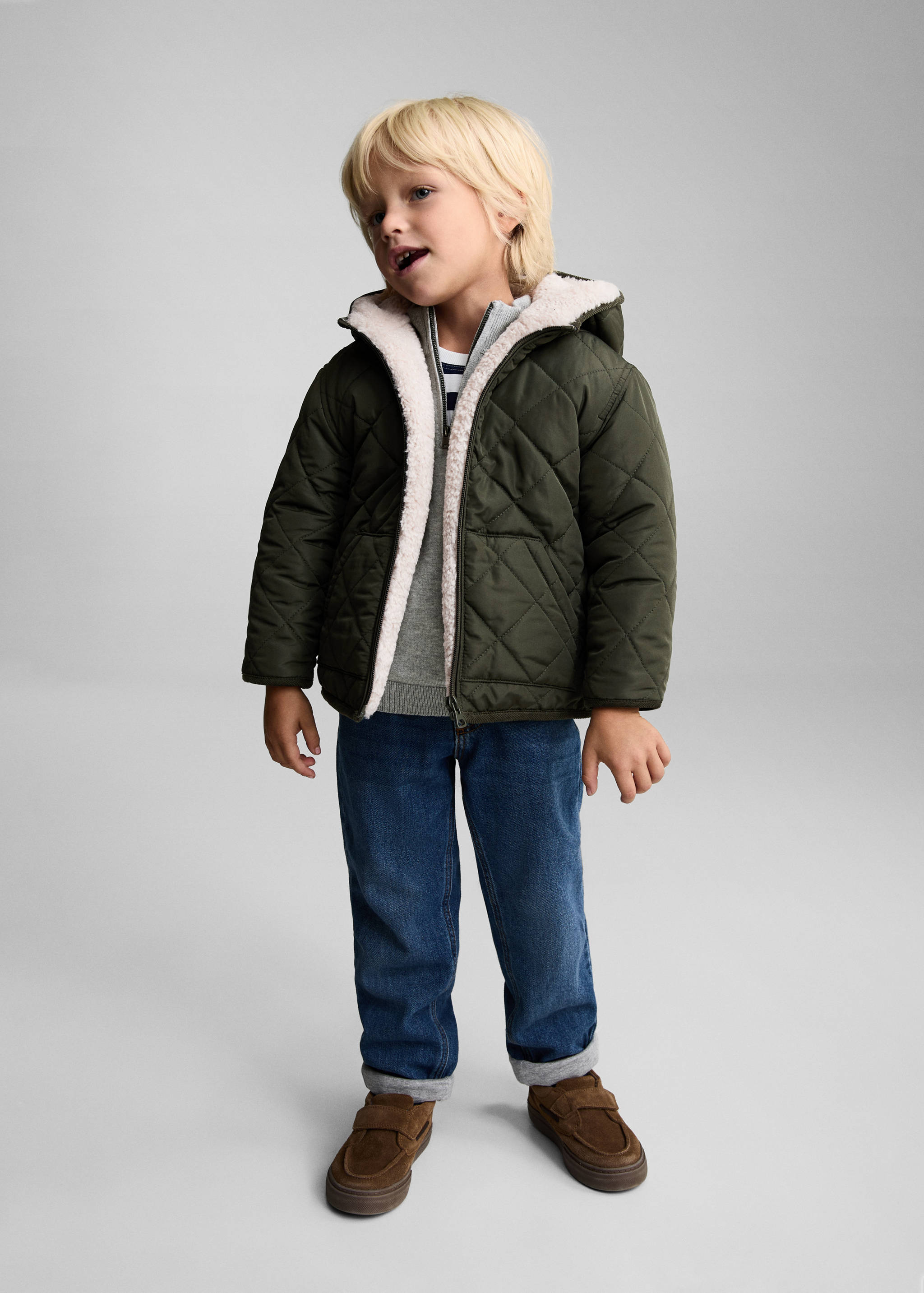 Padded anorak with shearling lining - General plane