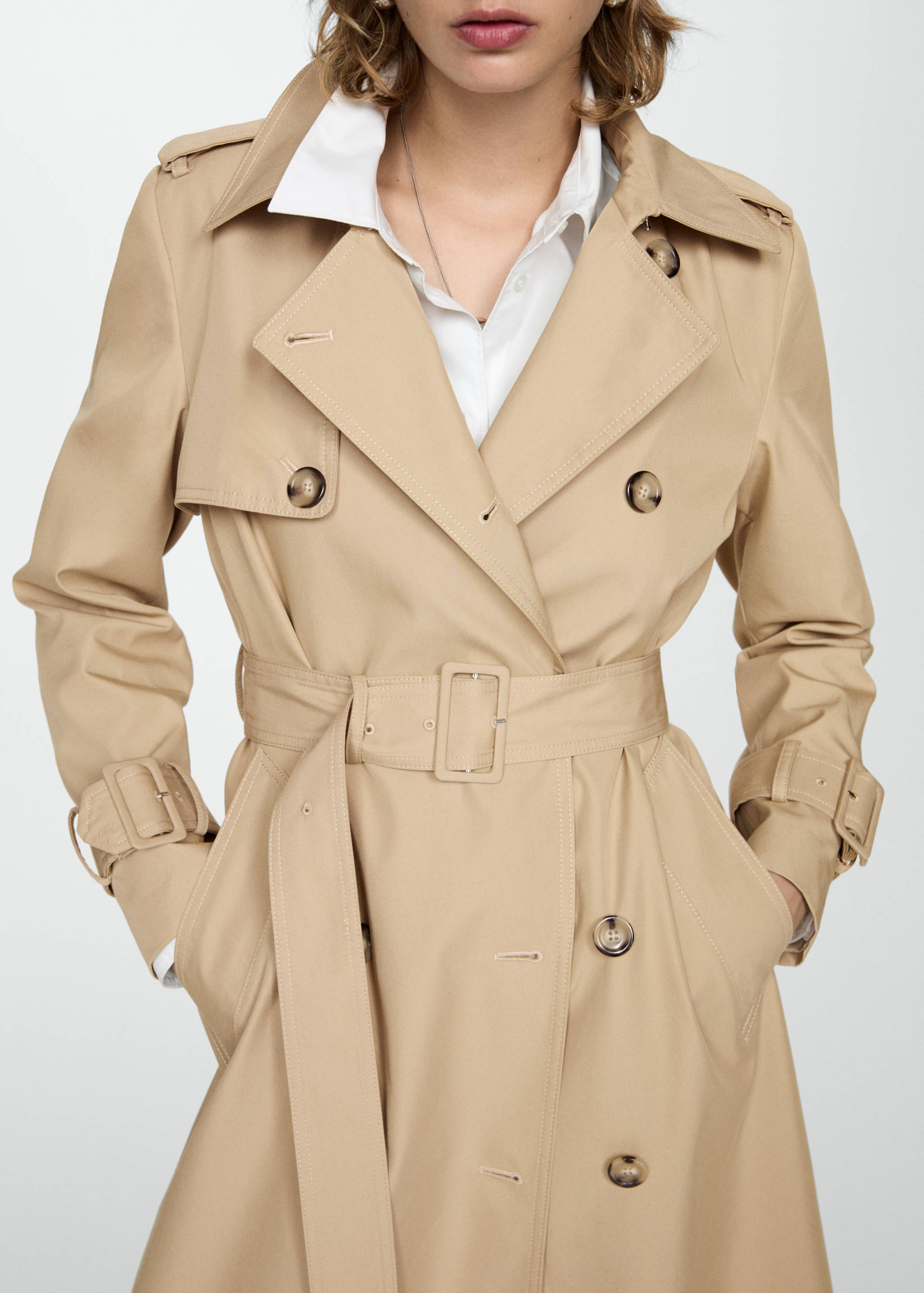 Double-breasted cotton trench coat - Medium plane