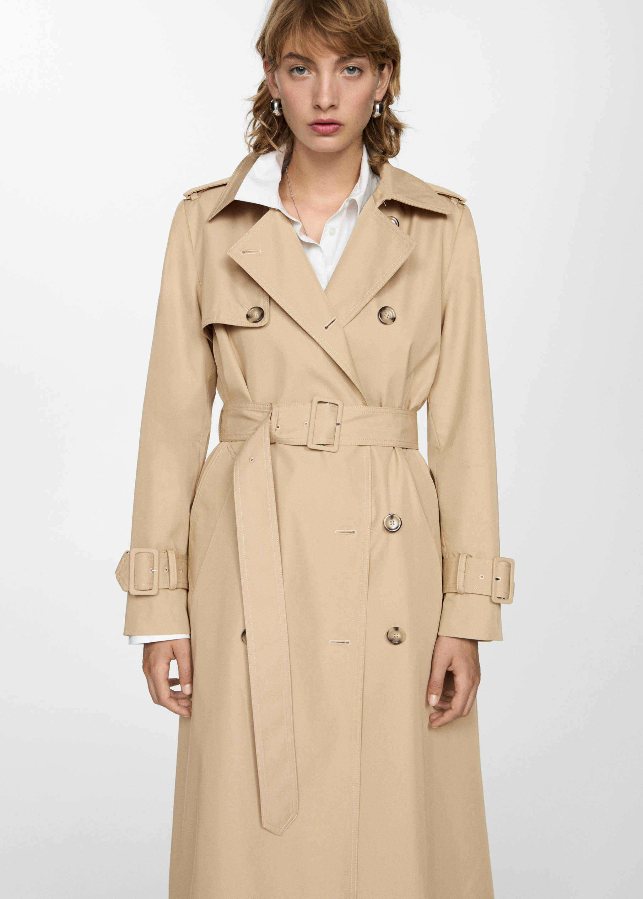Double-breasted cotton trench coat - Details of the article 2