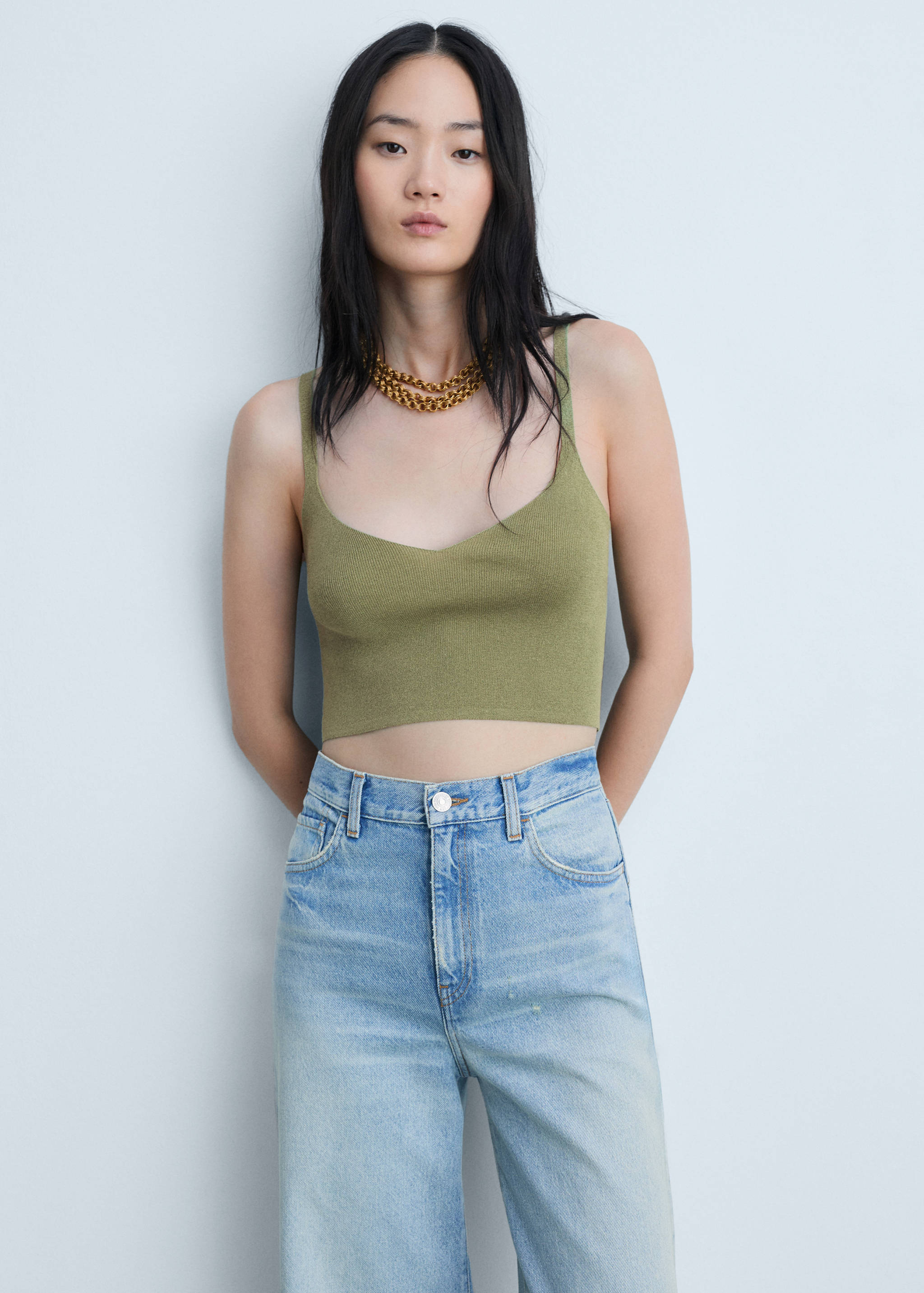Knitted cropped top - Medium plane